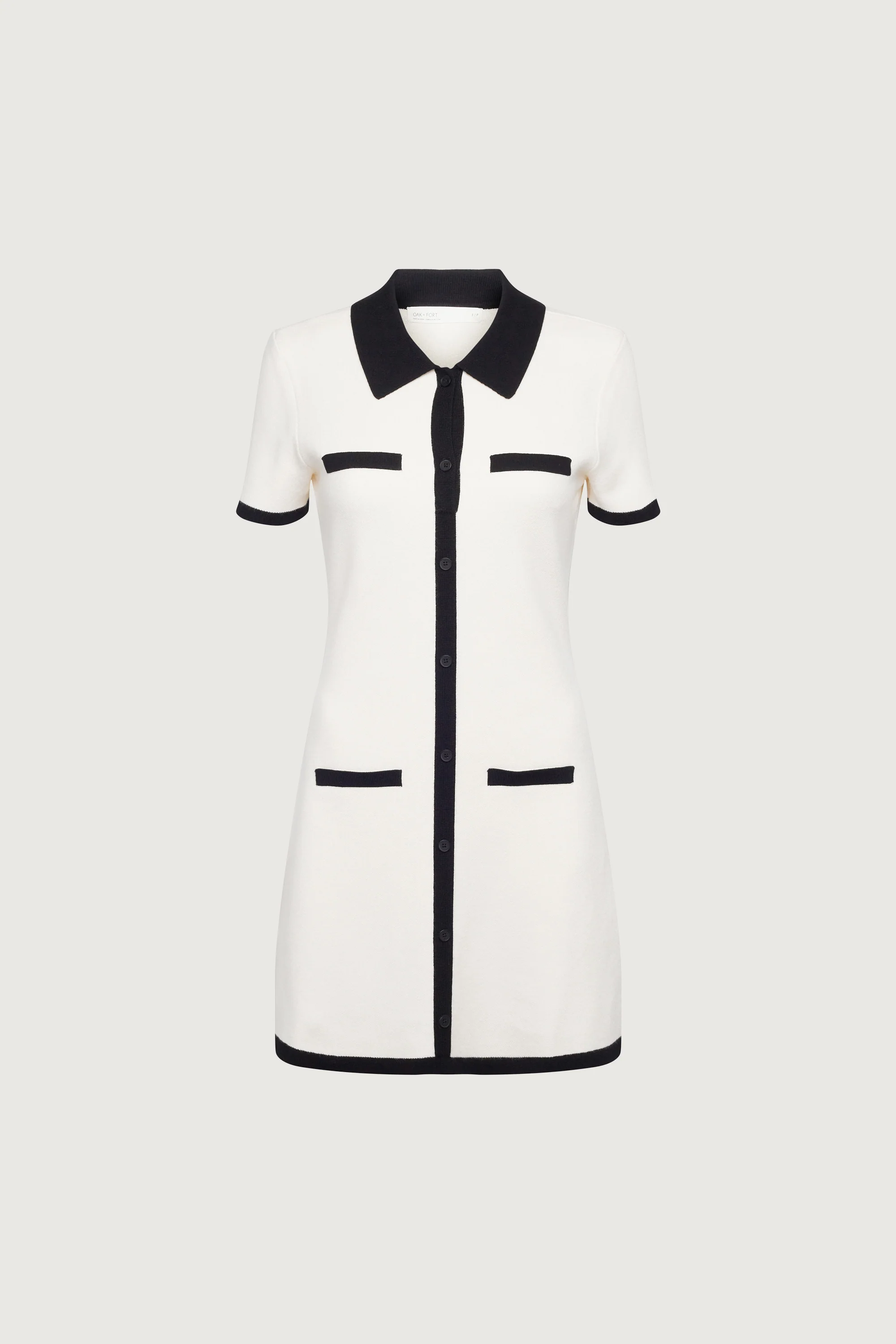 COLLARED CONTRAST TRIM KNIT MINI DRESS - Image 10