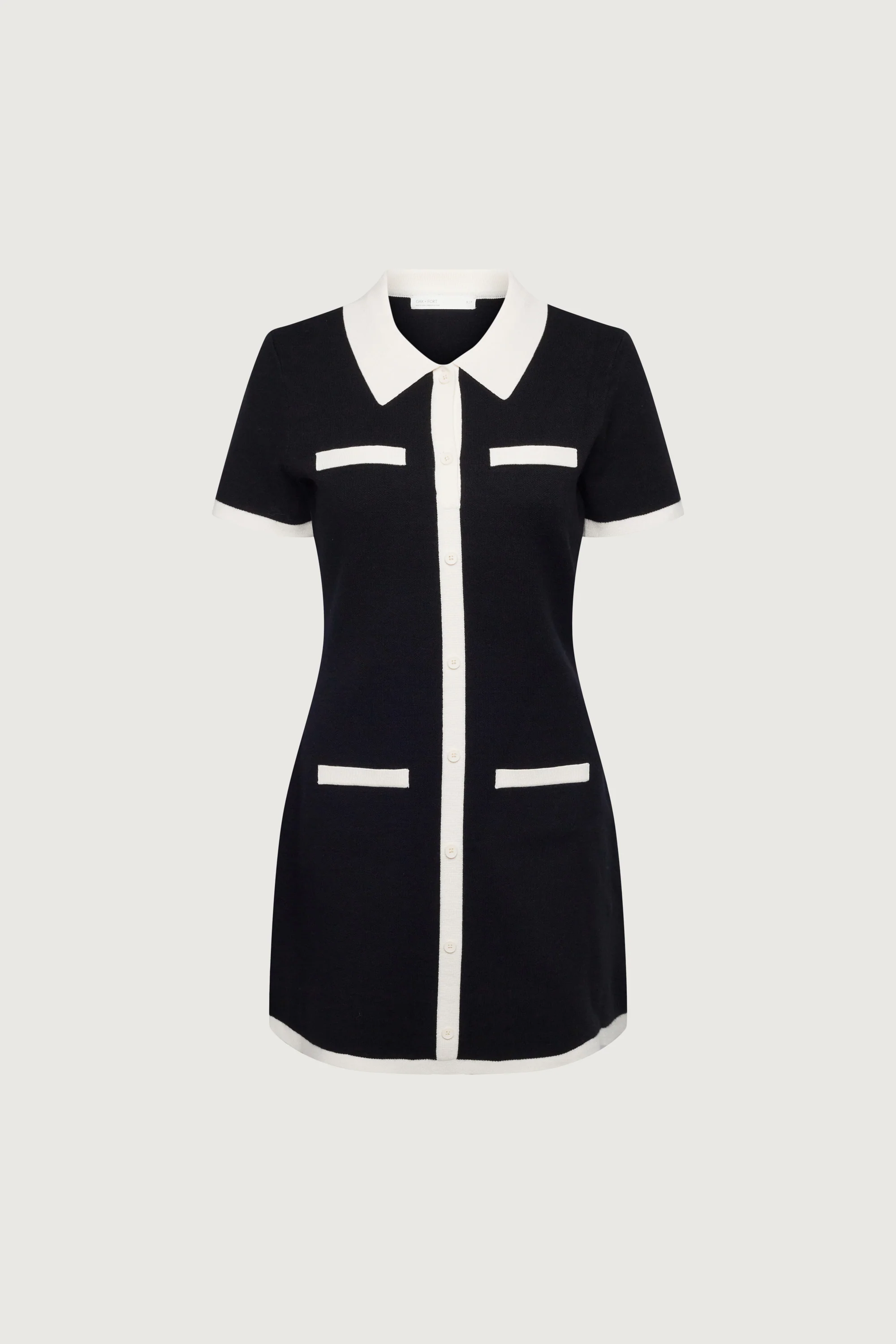 COLLARED CONTRAST TRIM KNIT MINI DRESS - Image 11