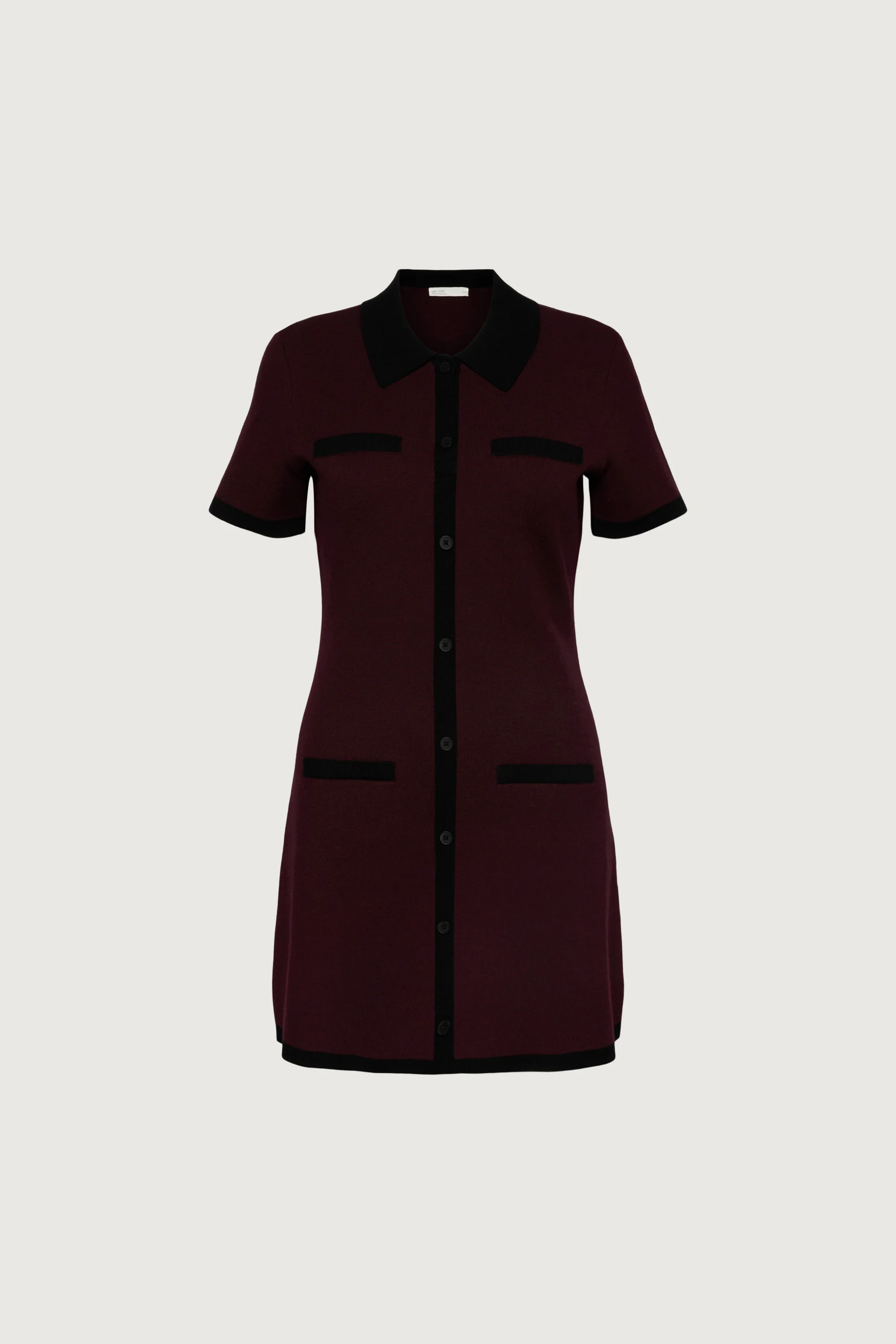 COLLARED CONTRAST TRIM KNIT MINI DRESS - Image 5