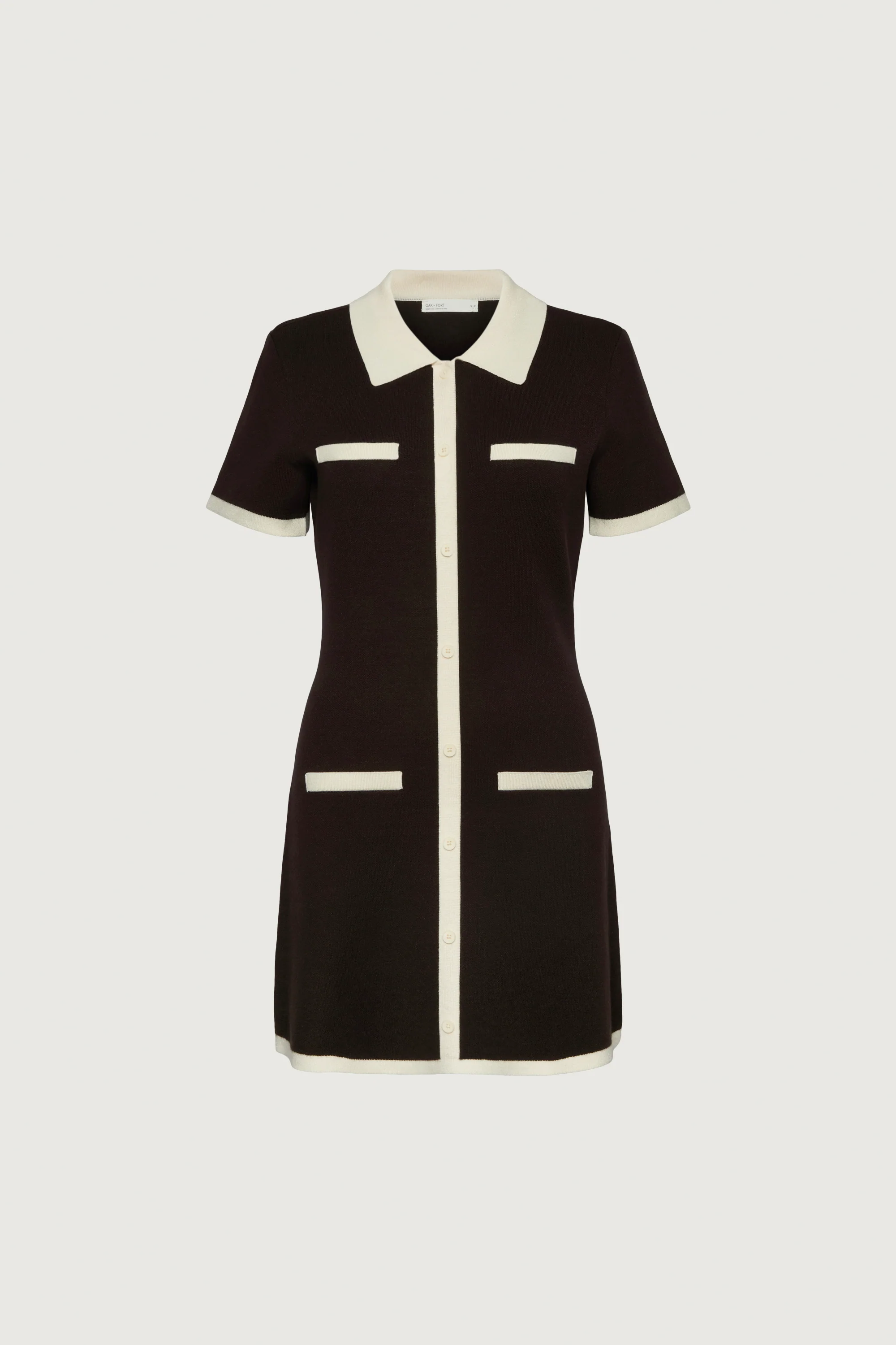 COLLARED CONTRAST TRIM KNIT MINI DRESS - Image 6