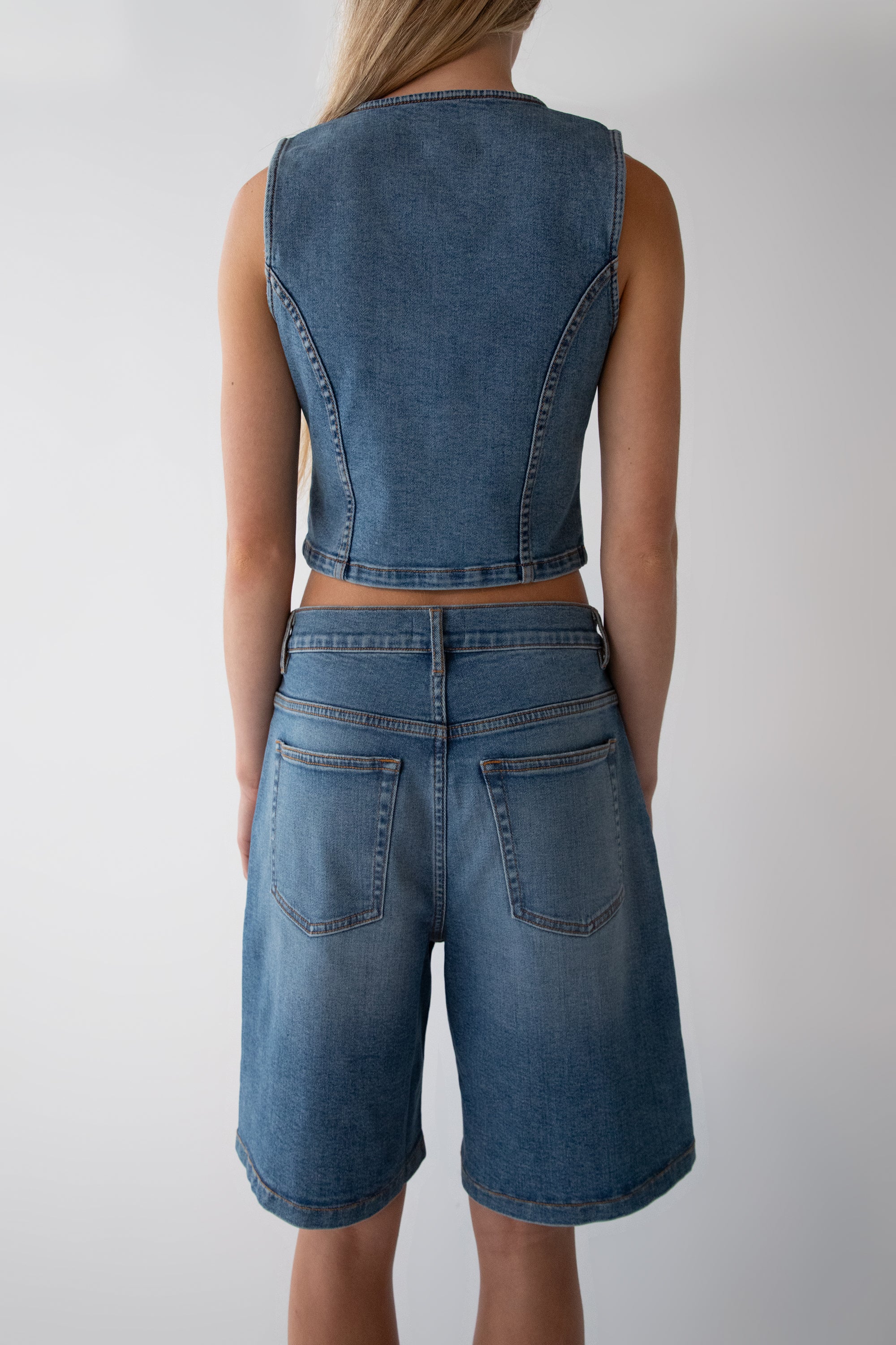STRETCH DENIM JORT - Image 10
