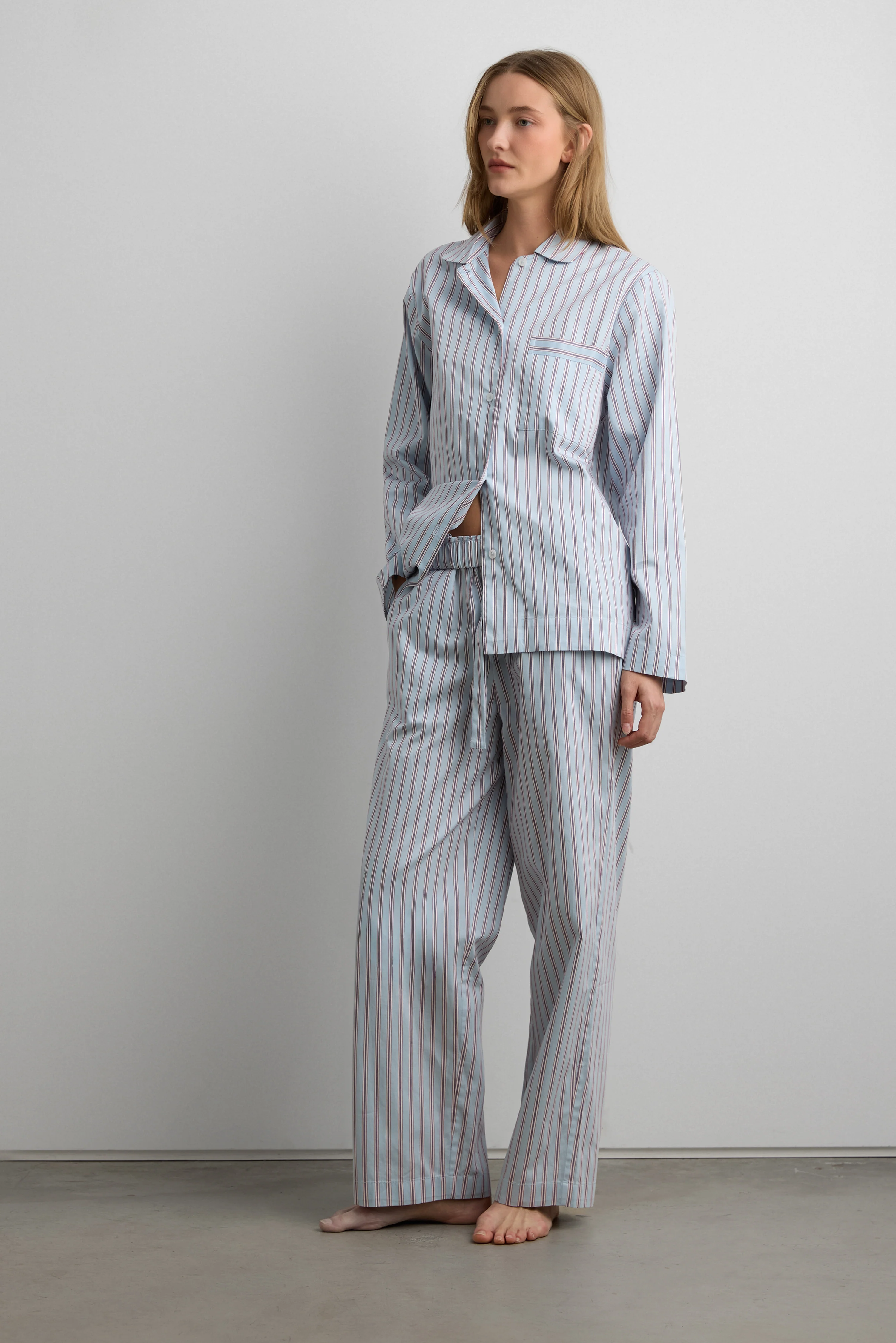 STRIPED BUTTON UP PAJAMA SHIRT - Image 2