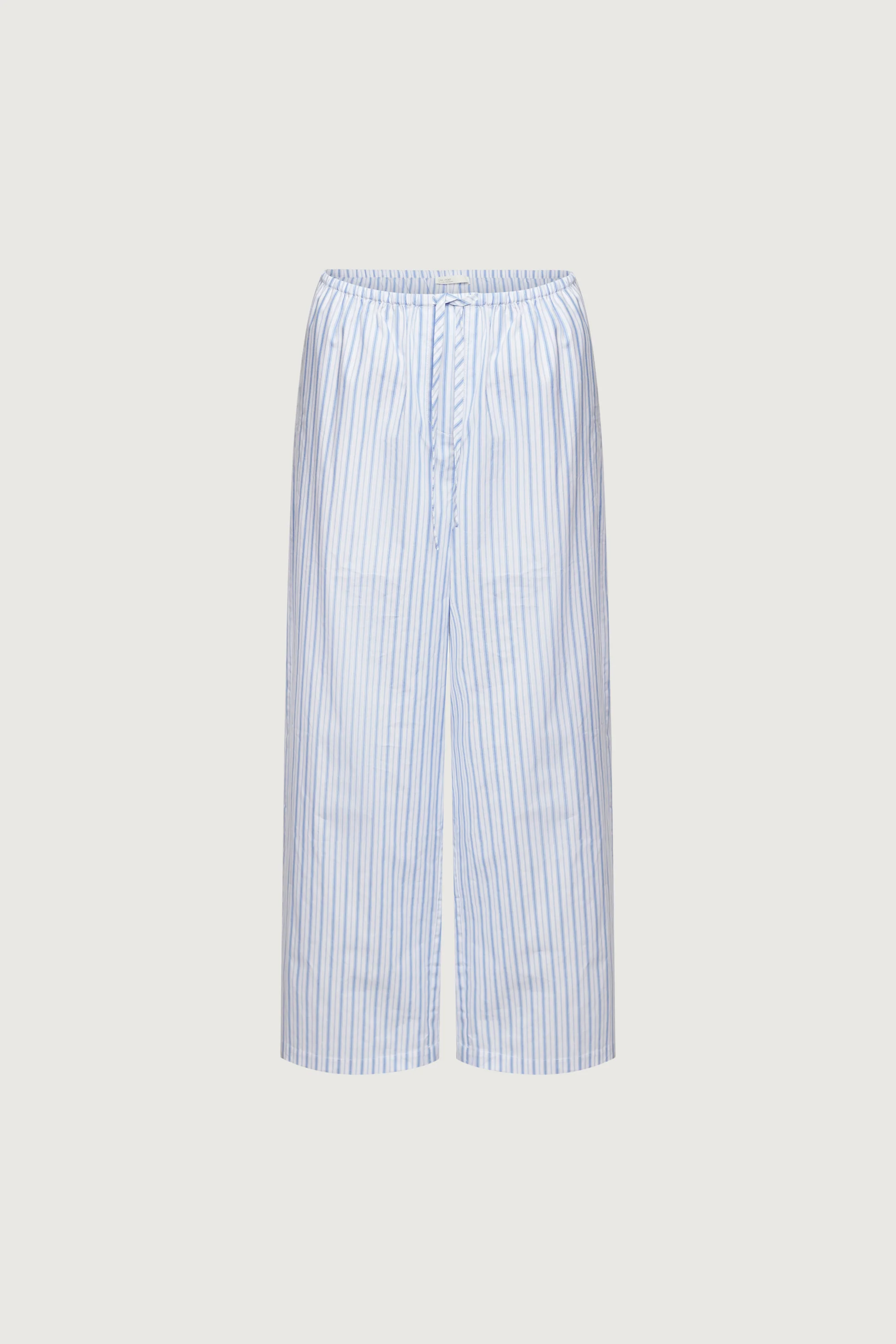 STRIPED COTTON POPLIN PAJAMA STYLE PANT - Image 9