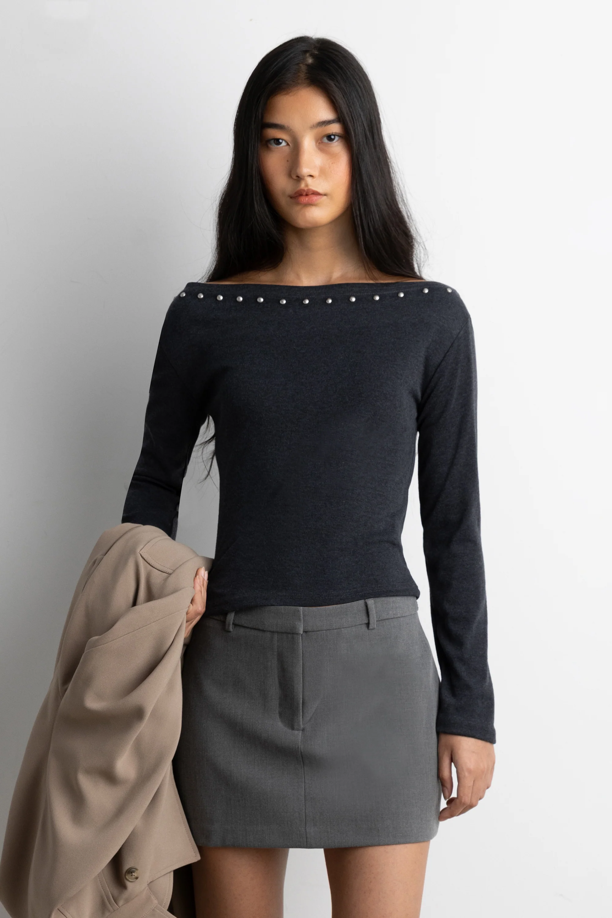 STUD DETAIL OFF THE SHOULDER TOP - Image 8
