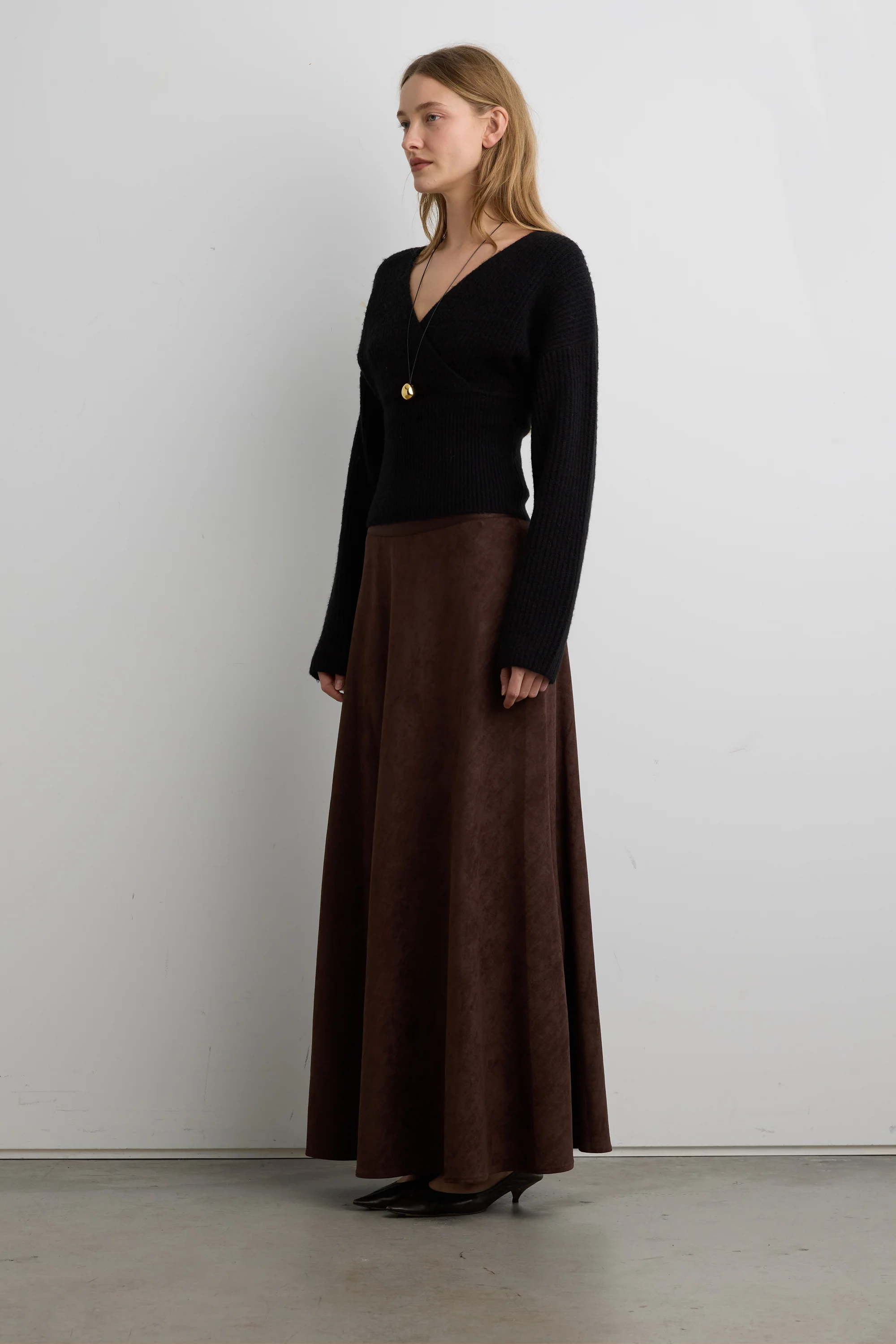 SUEDE EFFECT MIDI SKIRT - Image 3