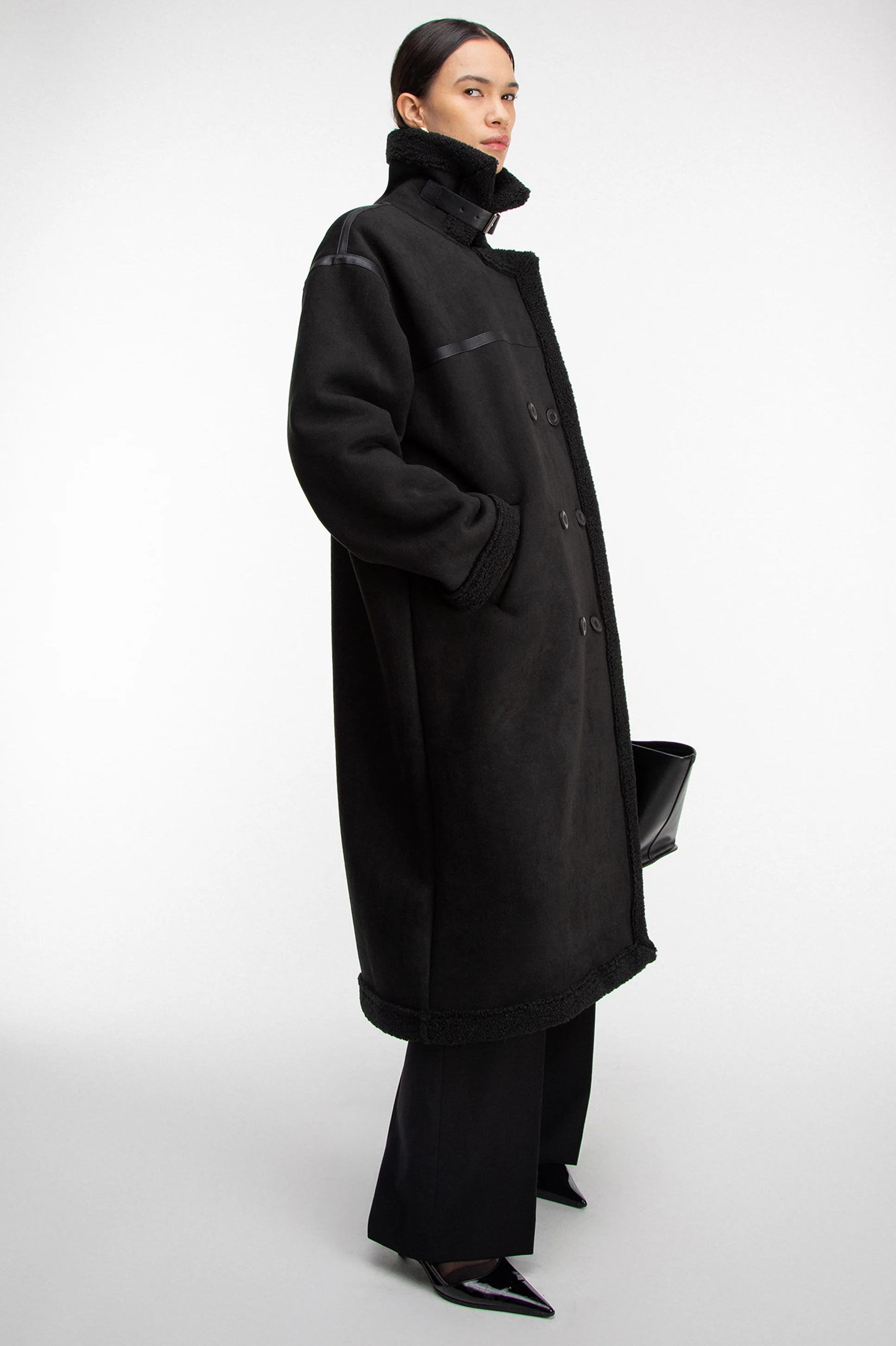 LONG VEGAN SUEDE SHERPA COAT - Image 11