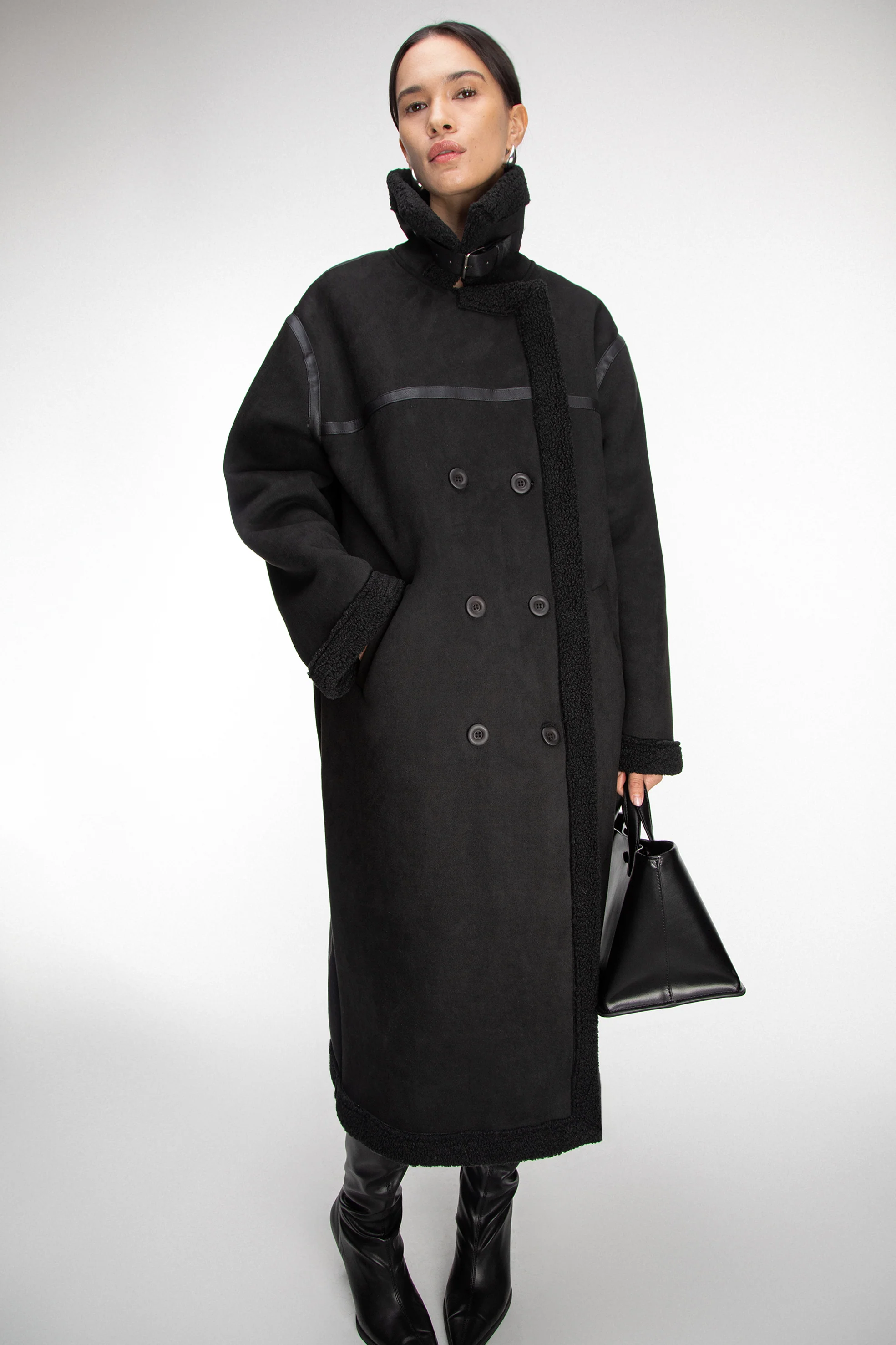 LONG VEGAN SUEDE SHERPA COAT - Image 12