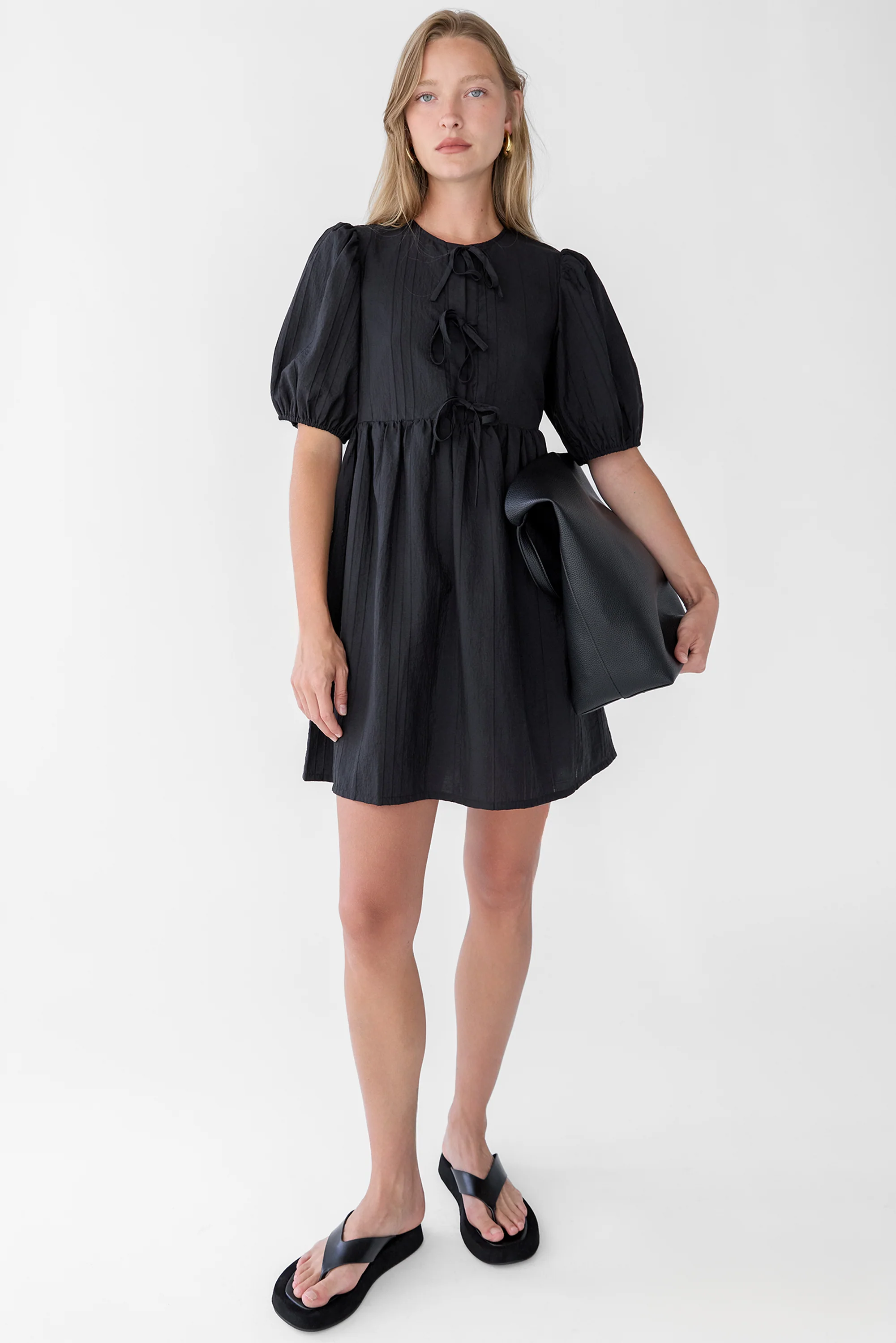 TIE-FRONT BABYDOLL MINI DRESS - Image 3