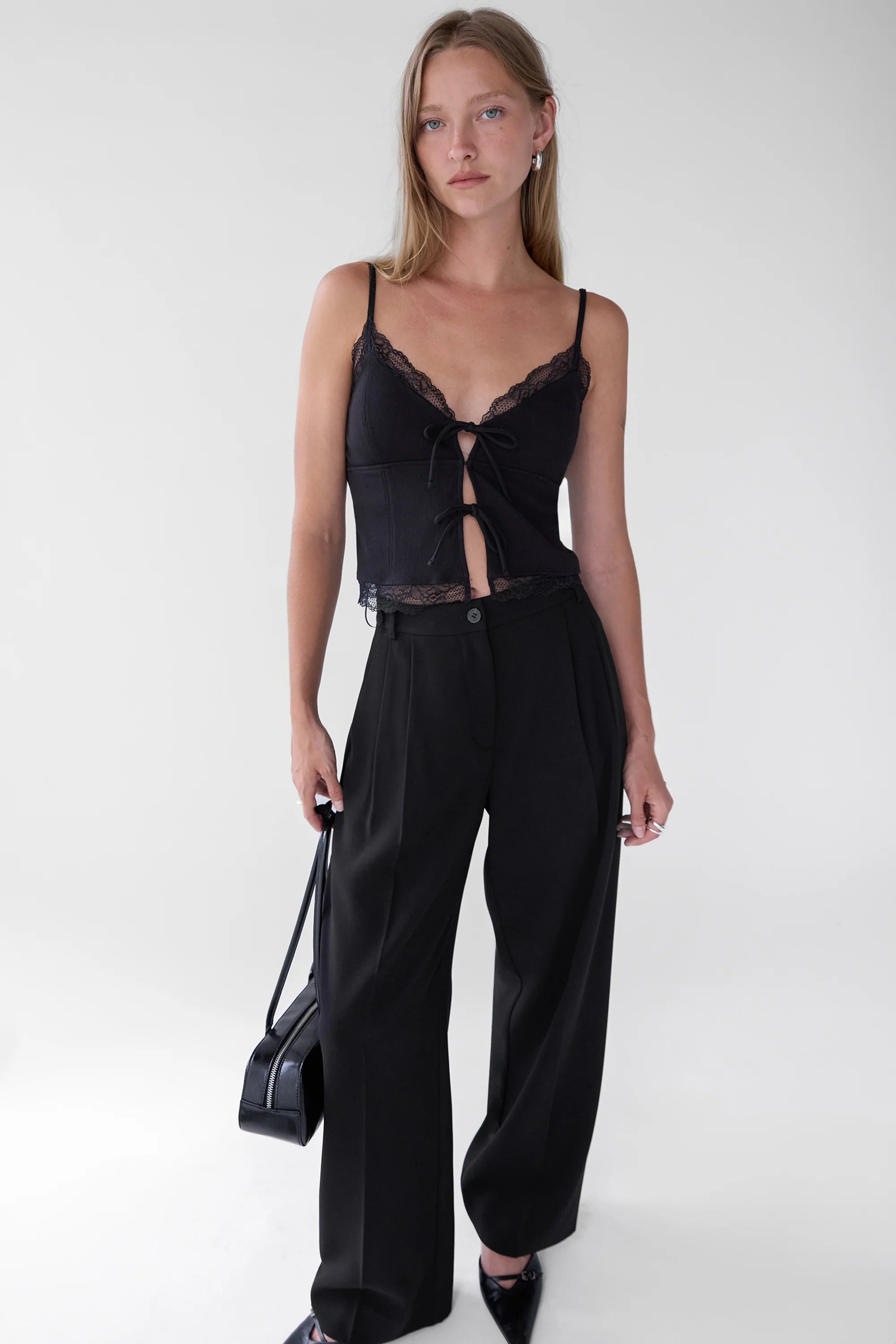 TIE FRONT LACE TRIM TANK CAMISOLE - Image 3