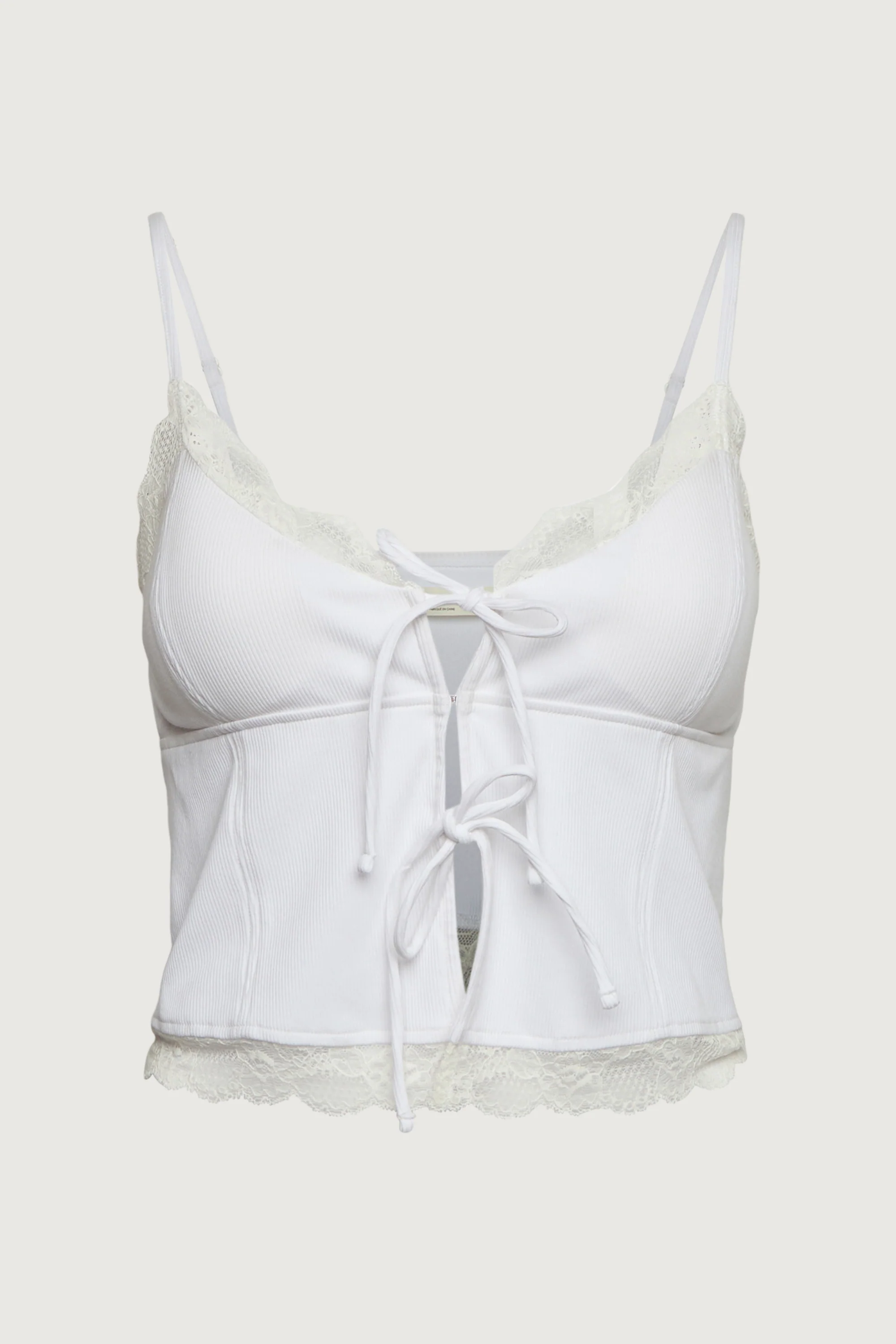 TIE FRONT LACE TRIM TANK CAMISOLE - Image 6