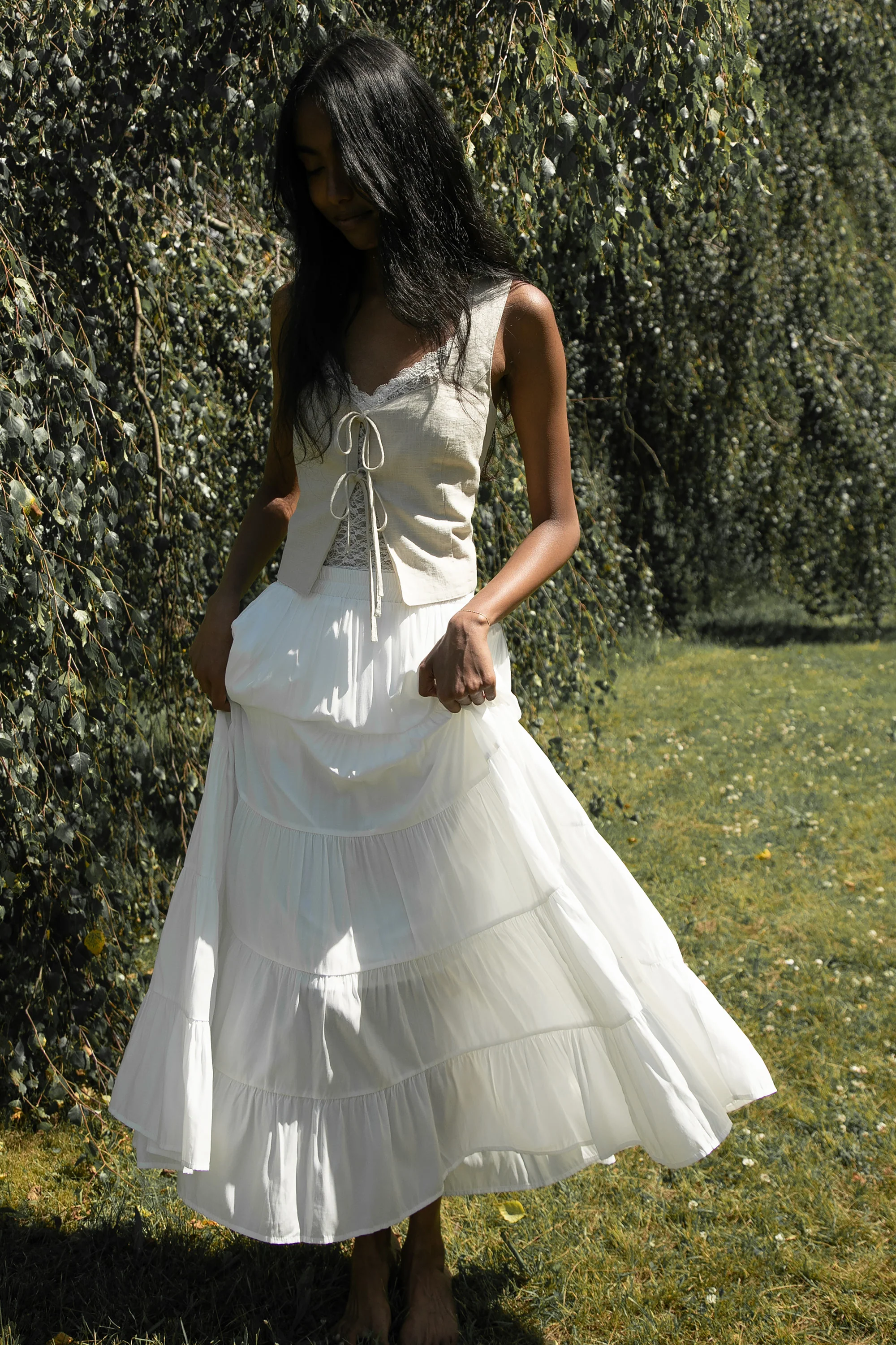 TIERED SKIRT WITH ELASTIC WAISTBAND - Image 4