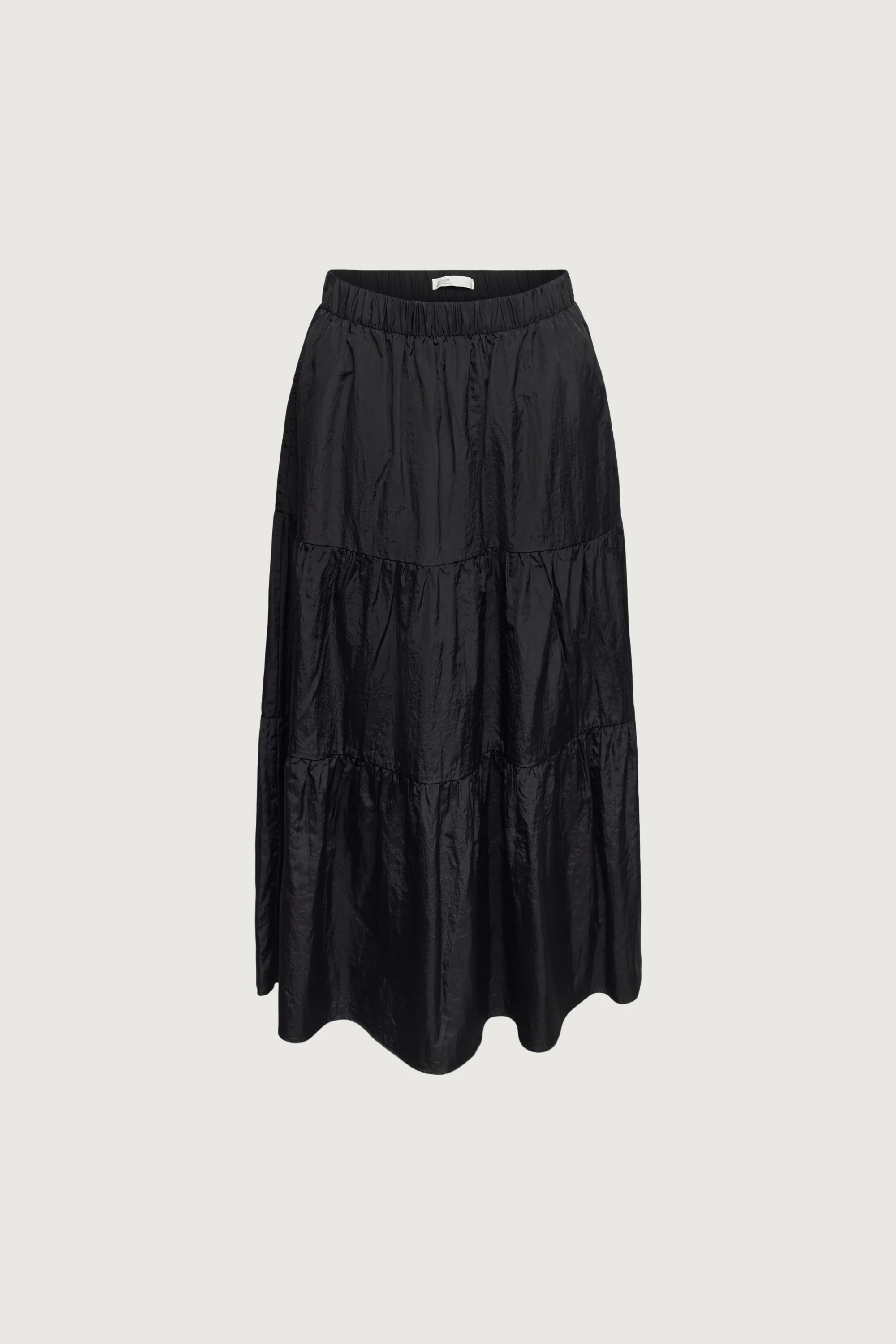 TIERED NYLON MIDI SKIRT