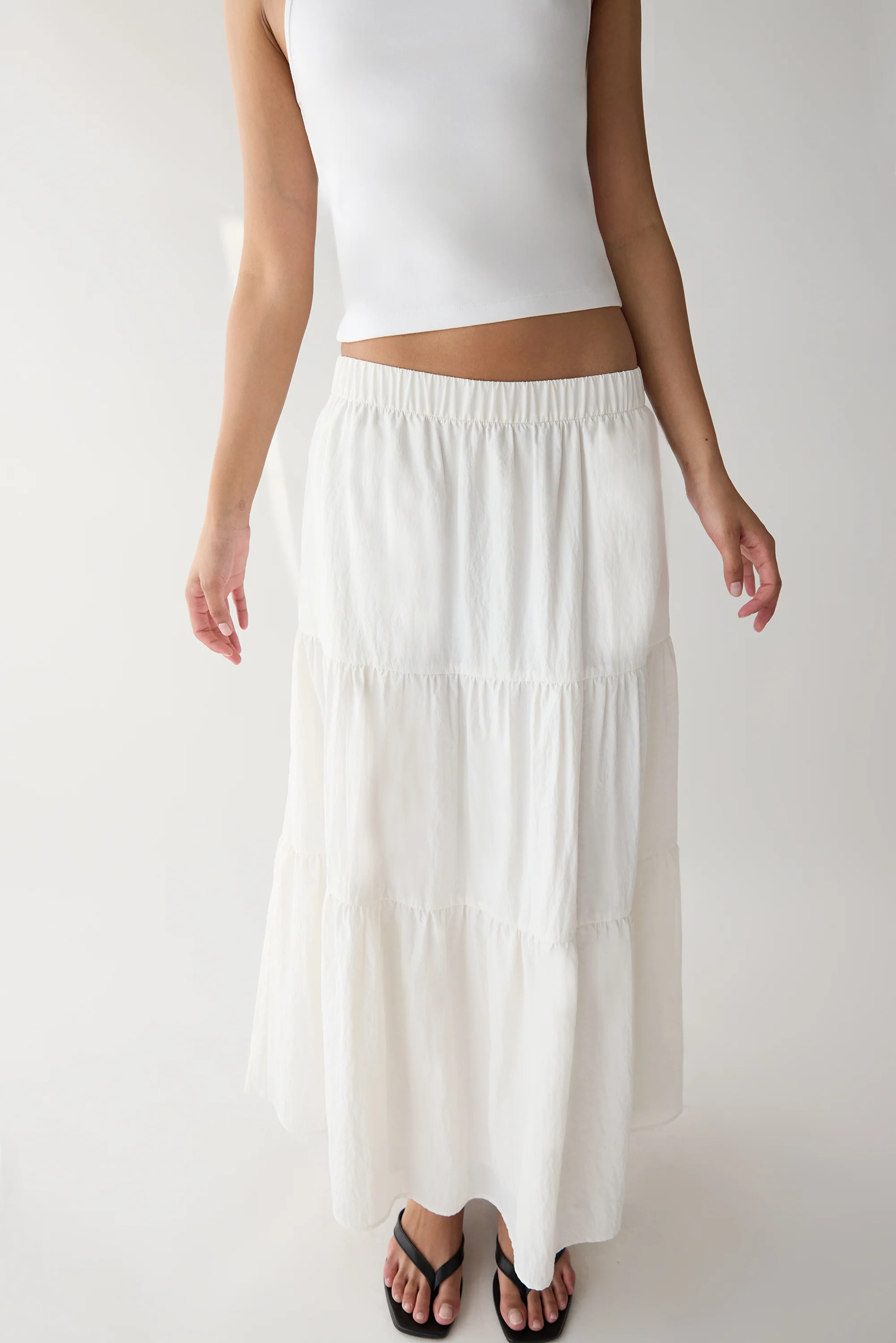 TIERED NYLON MIDI SKIRT - Image 4