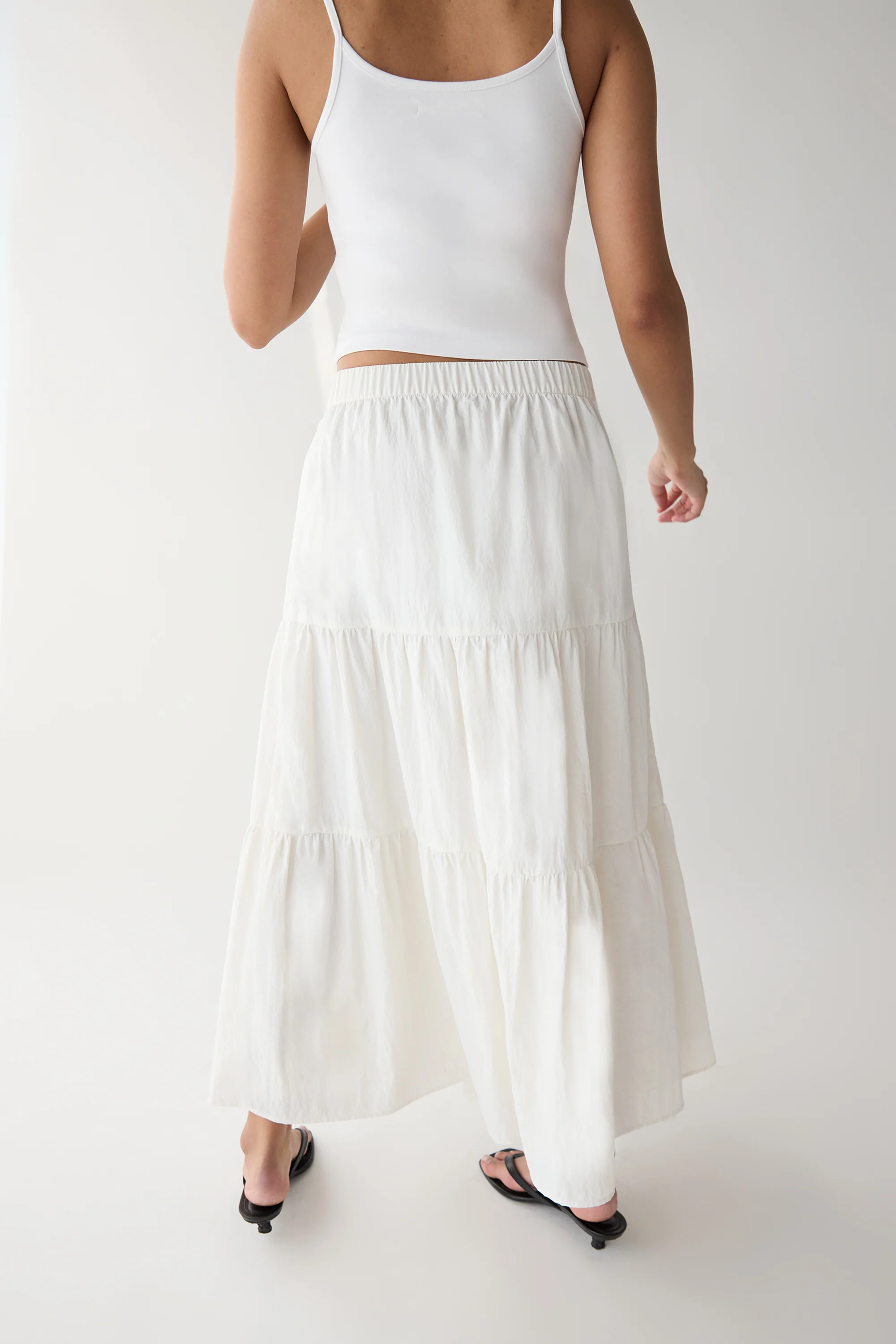 TIERED NYLON MIDI SKIRT - Image 6
