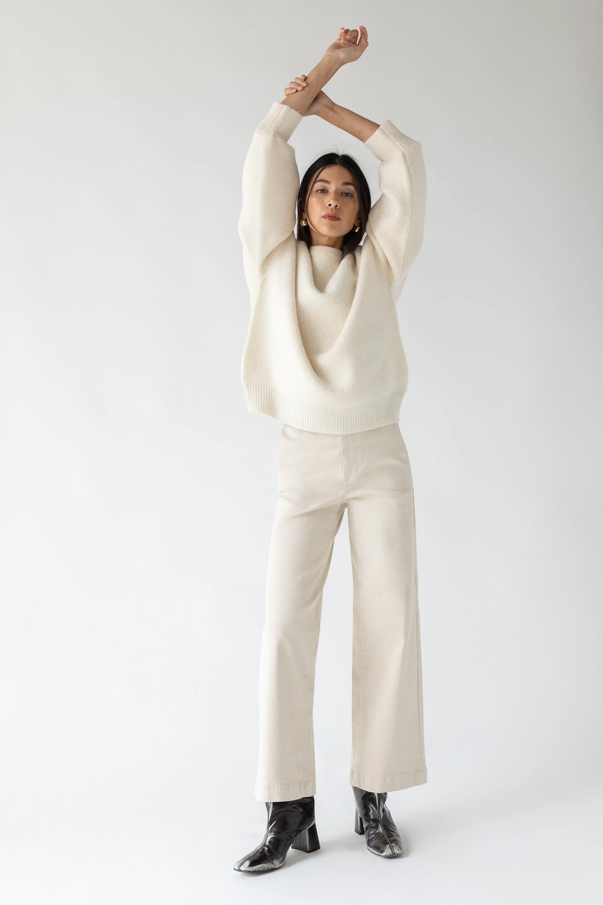 LONG LENGTH TWILL WIDE LEG PANT - Image 3