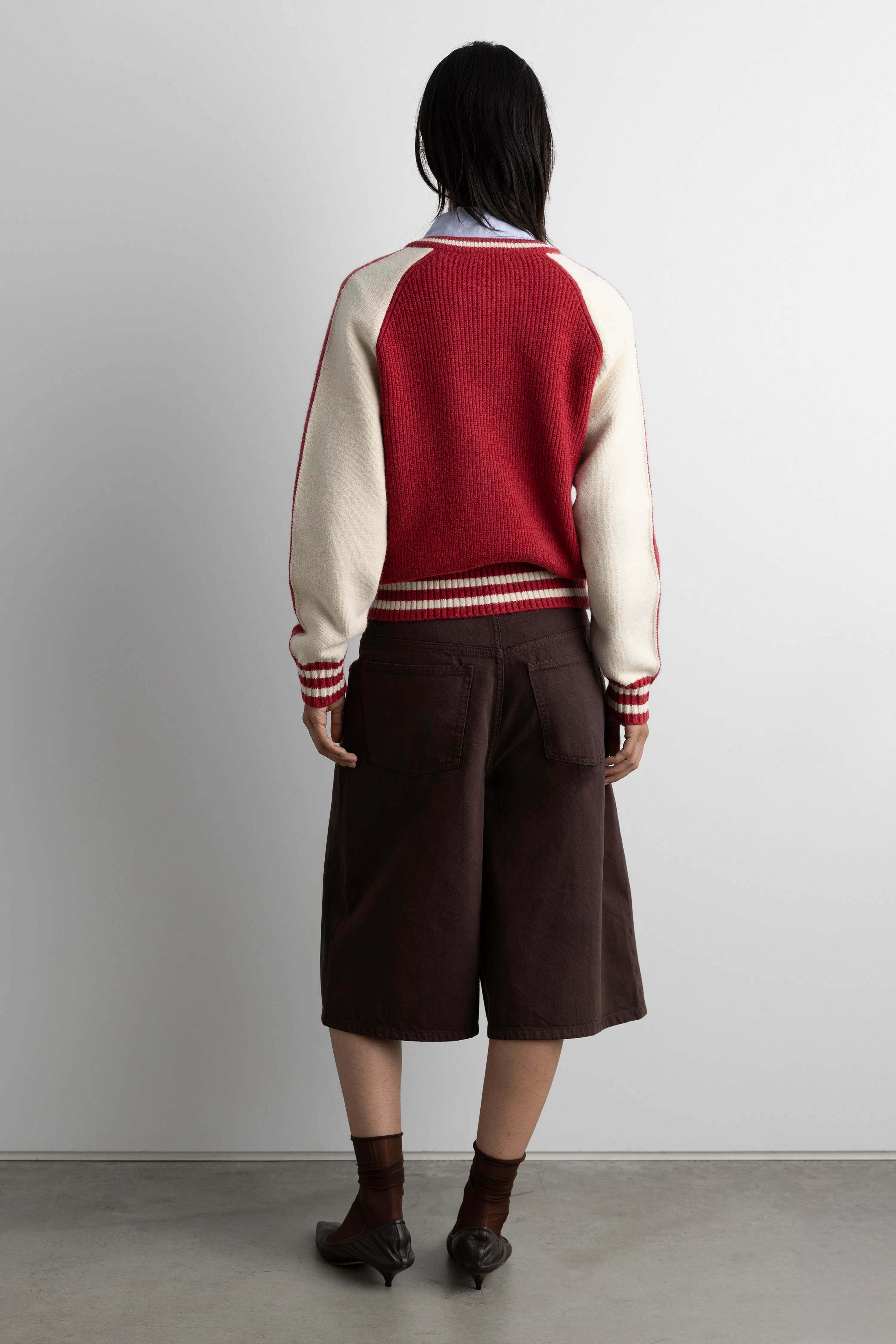 TWO TONE VARSITY ZIP-UP KNIT CARDIGAN - Image 4
