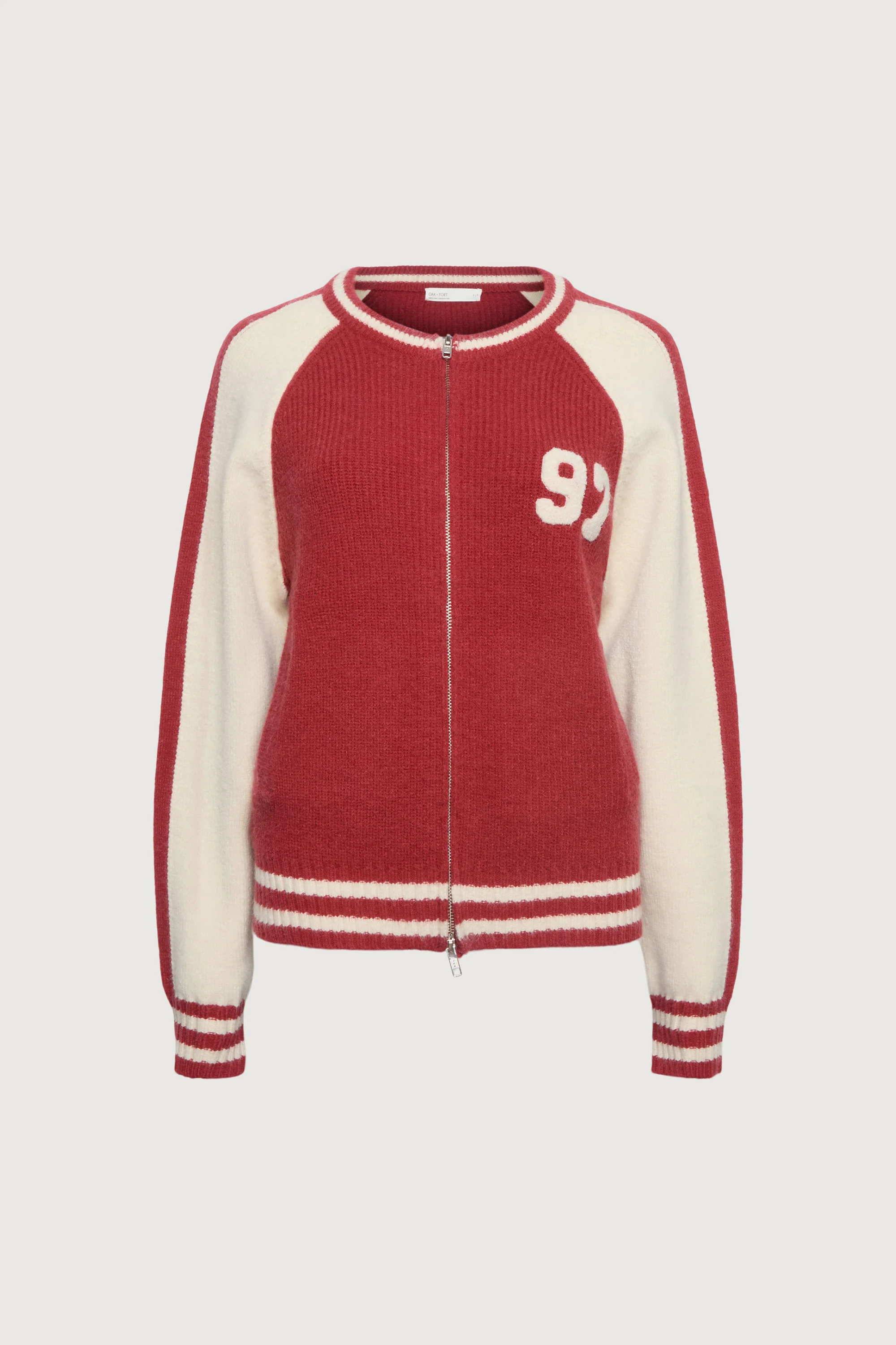 TWO TONE VARSITY ZIP-UP KNIT CARDIGAN - Image 5