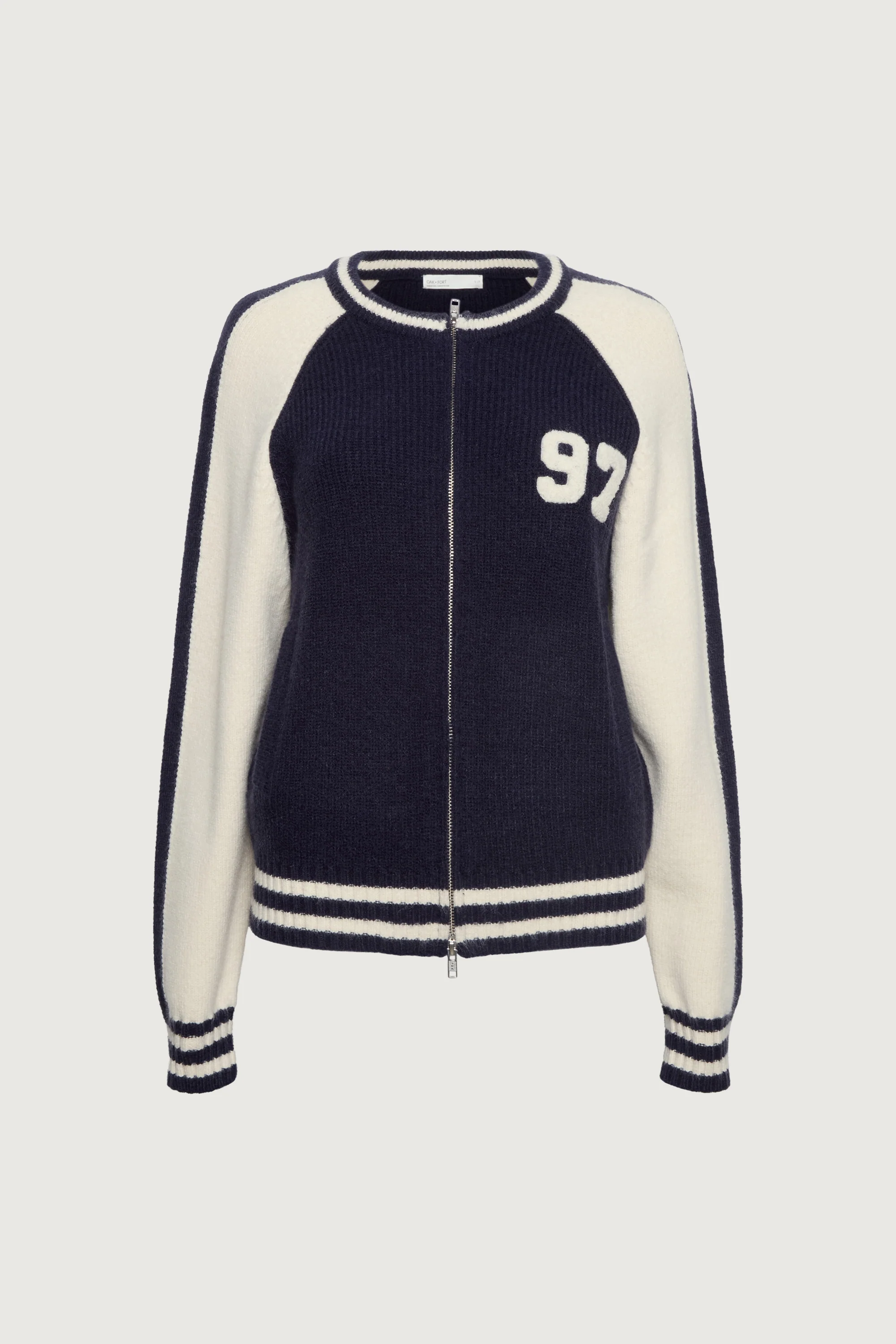 TWO TONE VARSITY ZIP-UP KNIT CARDIGAN - Image 6