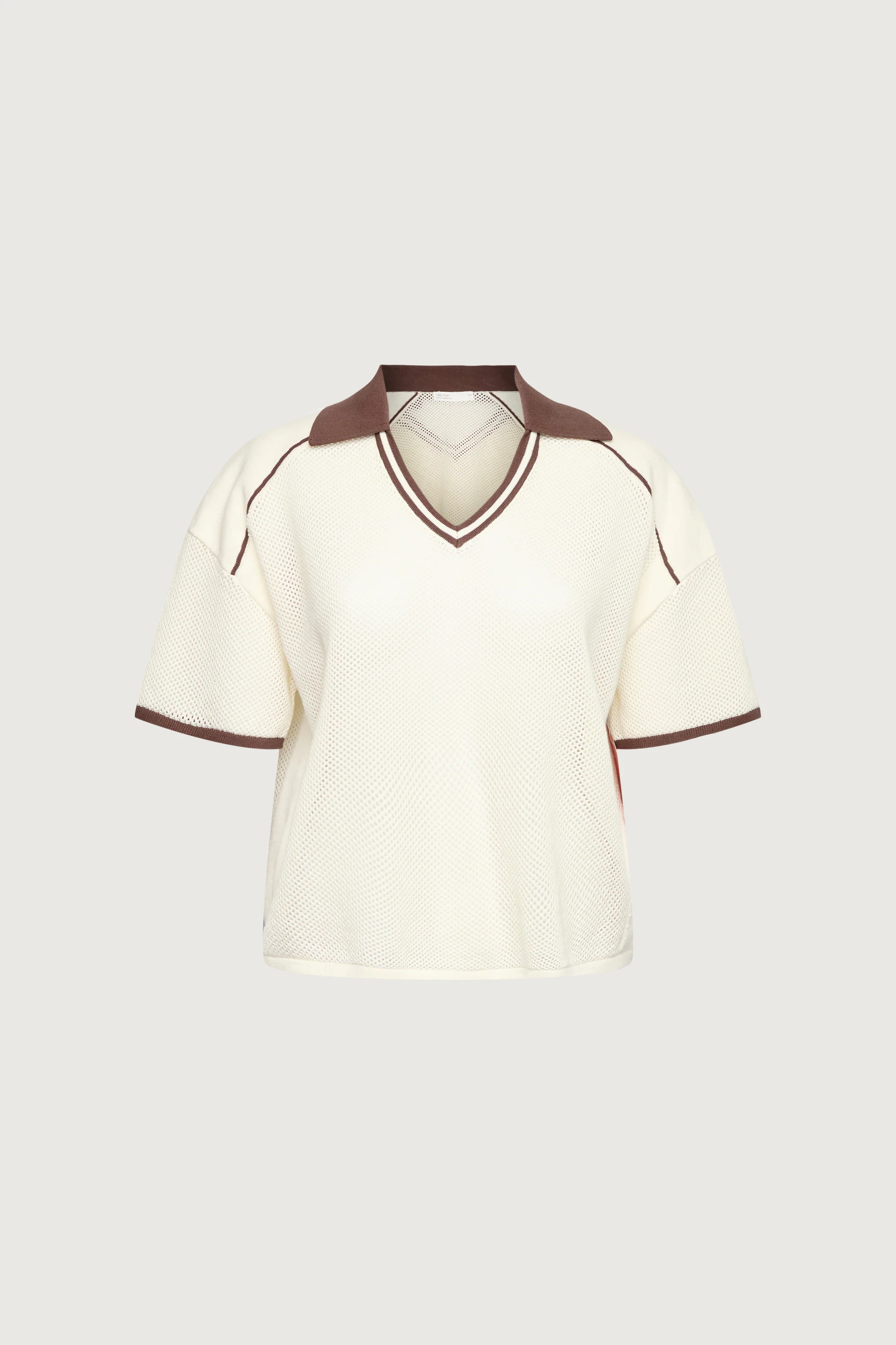 V-NECK MESH CROCHET POLO - Image 6