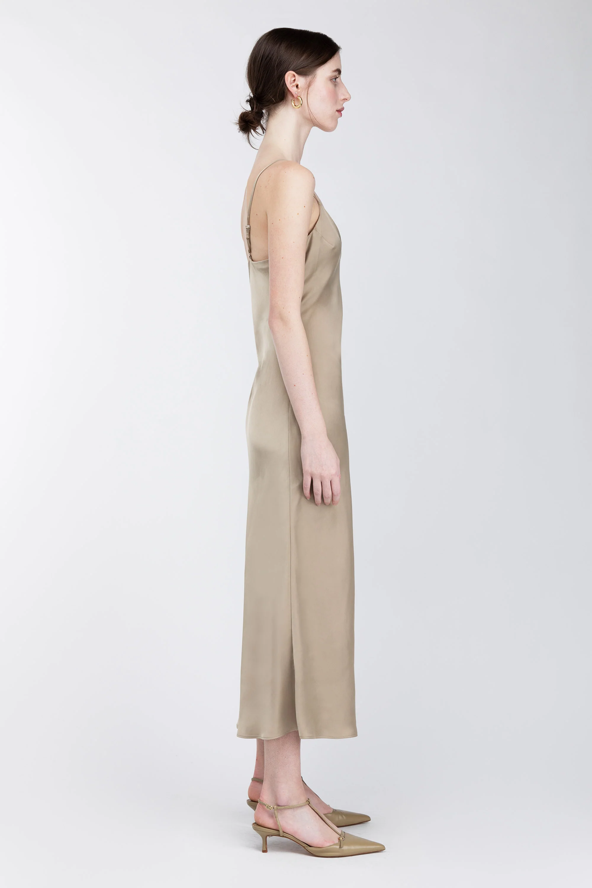 SATIN V-NECK SLIP MIDI DRESS - Image 7