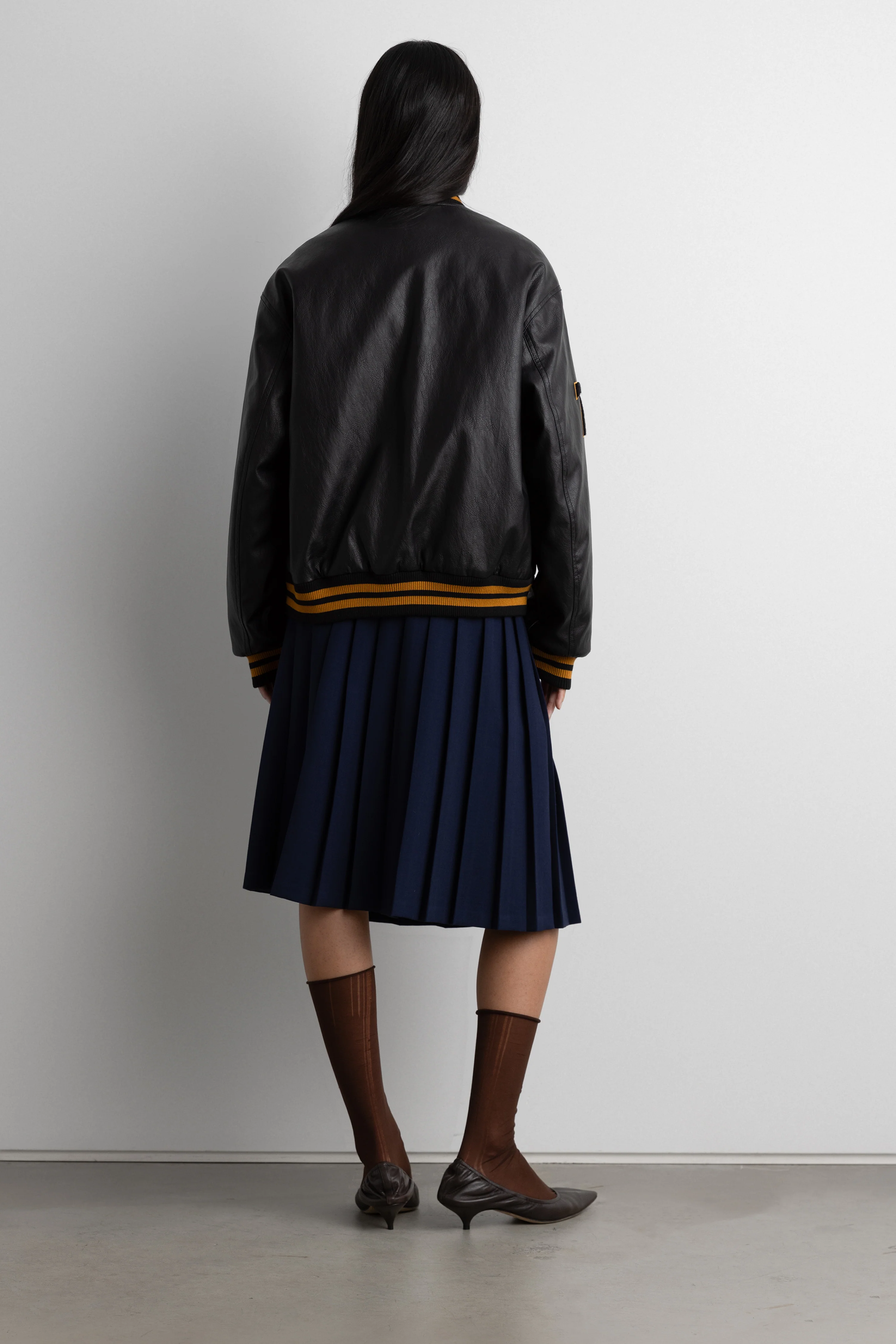 VEGAN LEATHER LETTERMAN BOMBER JACKET - Image 4