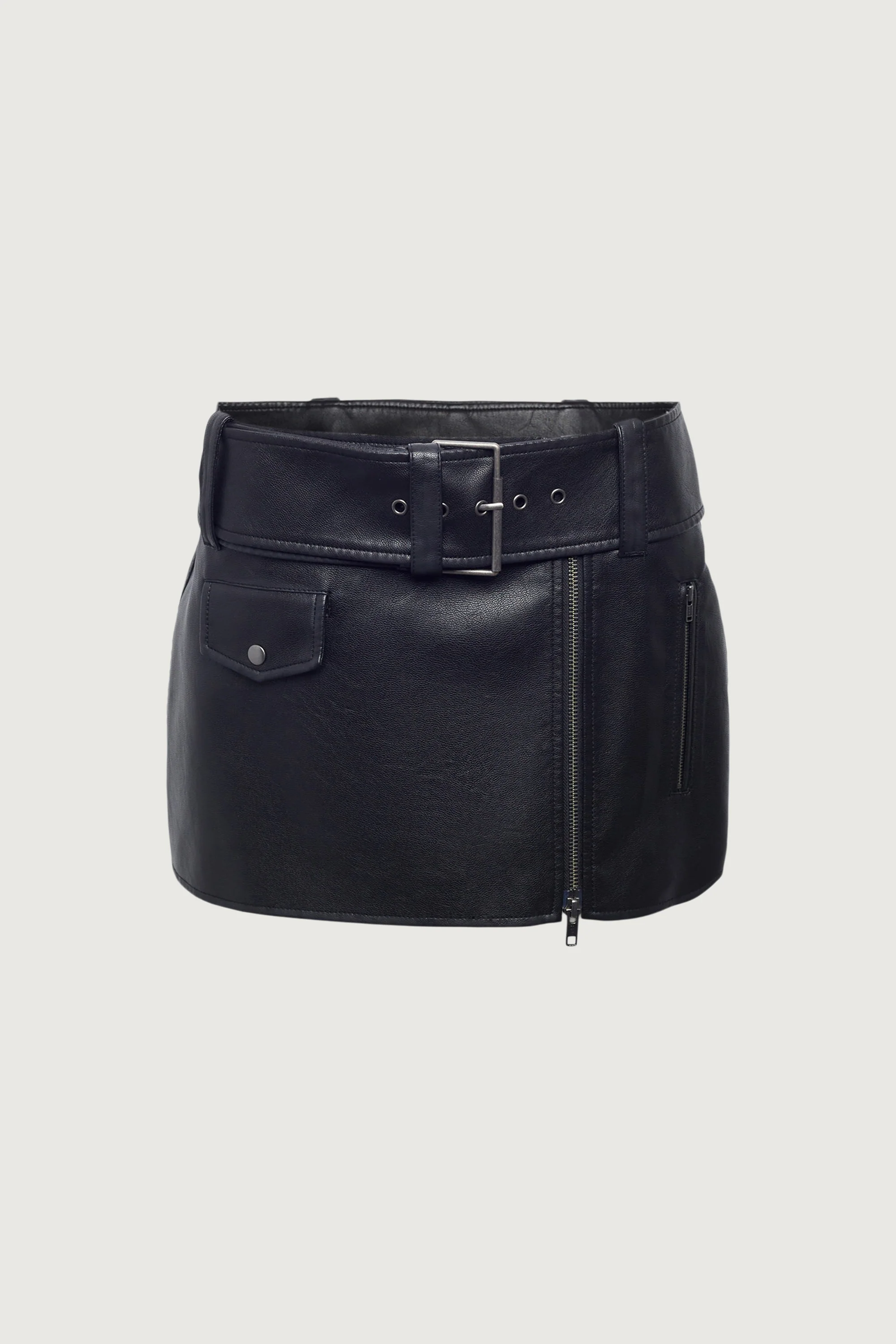 VEGAN LEATHER MOTO MINI SKIRT - Image 3