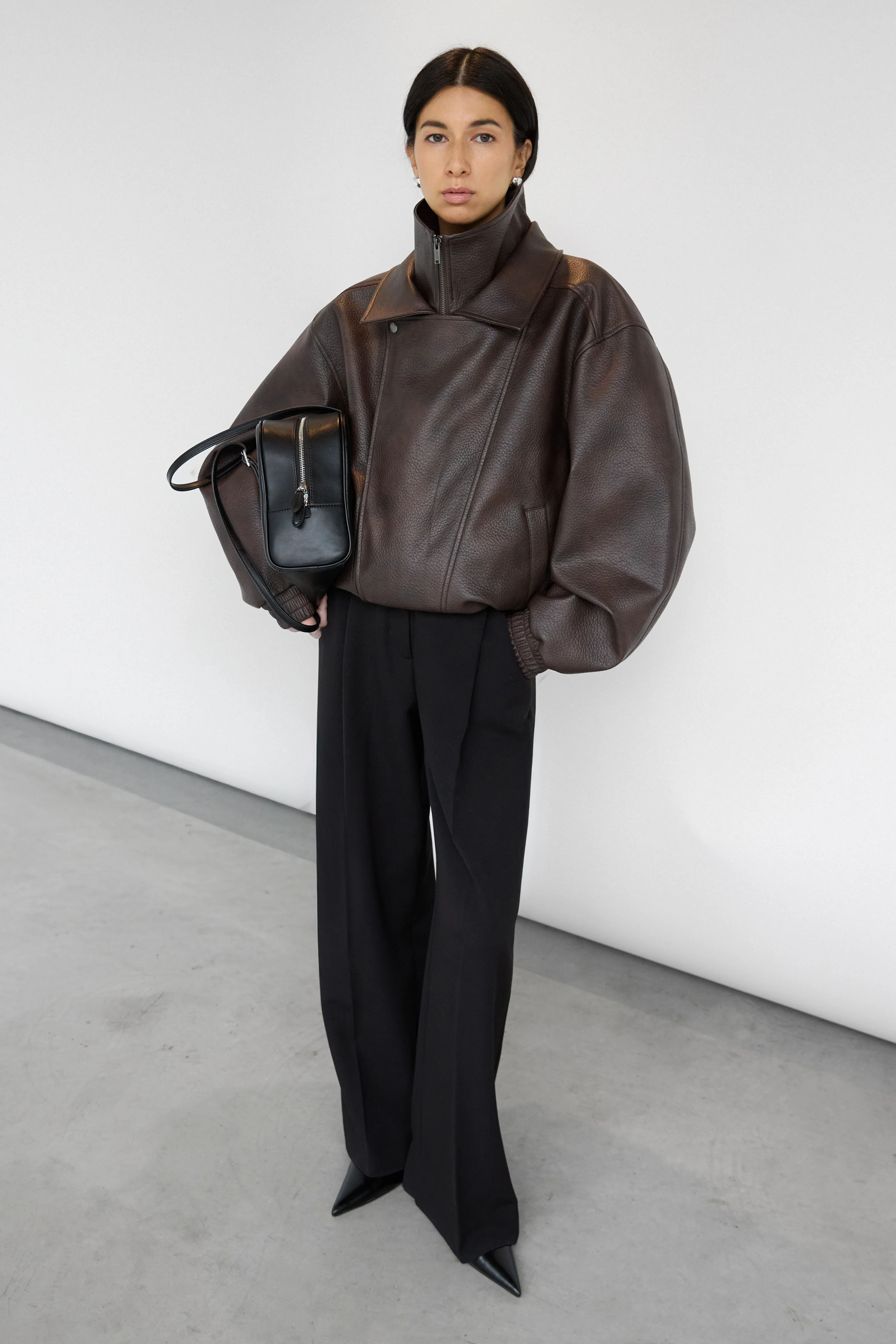 VEGAN LEATHER DOUBLE COLLAR BIKER JACKET - Image 6