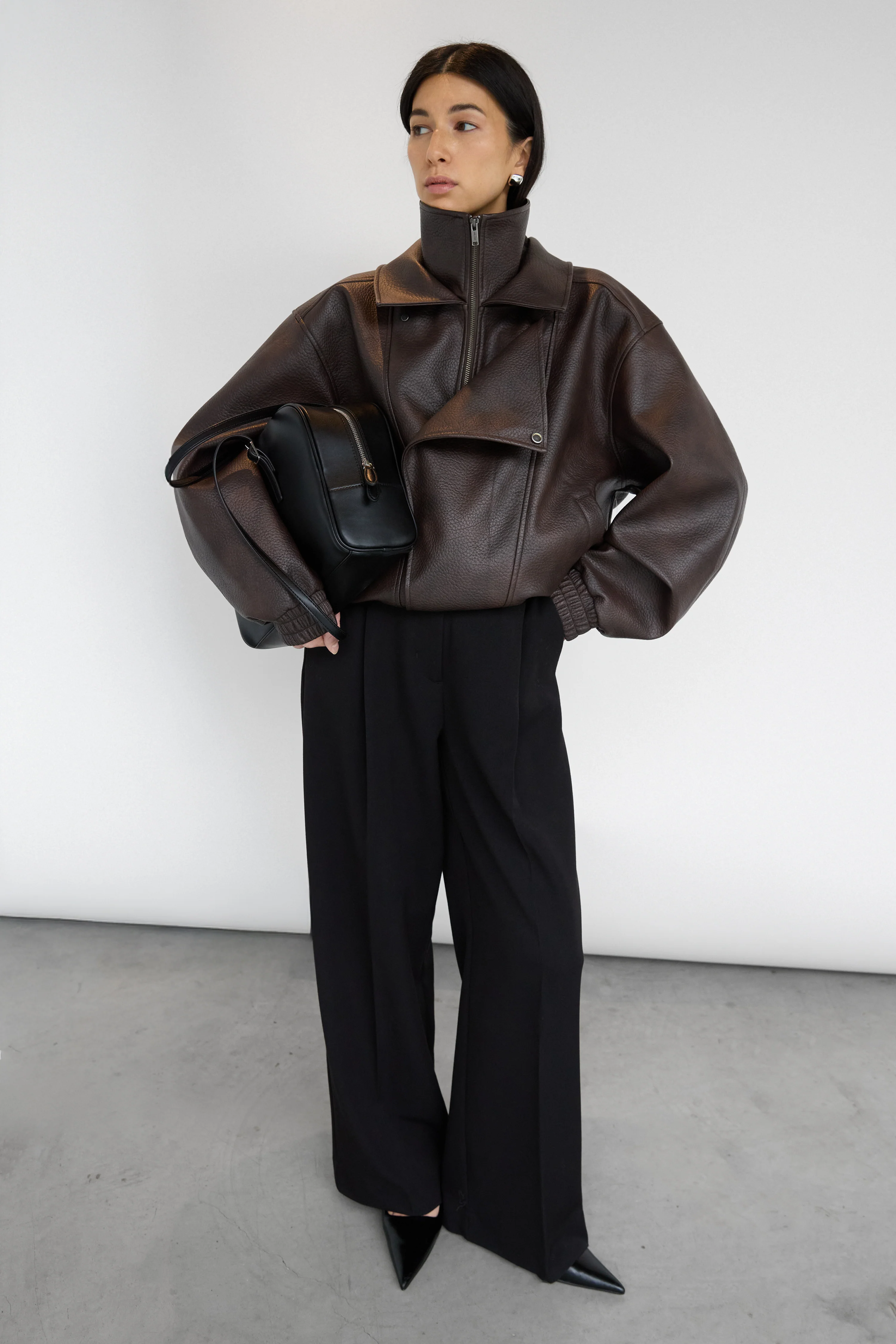 VEGAN LEATHER DOUBLE COLLAR BIKER JACKET - Image 7