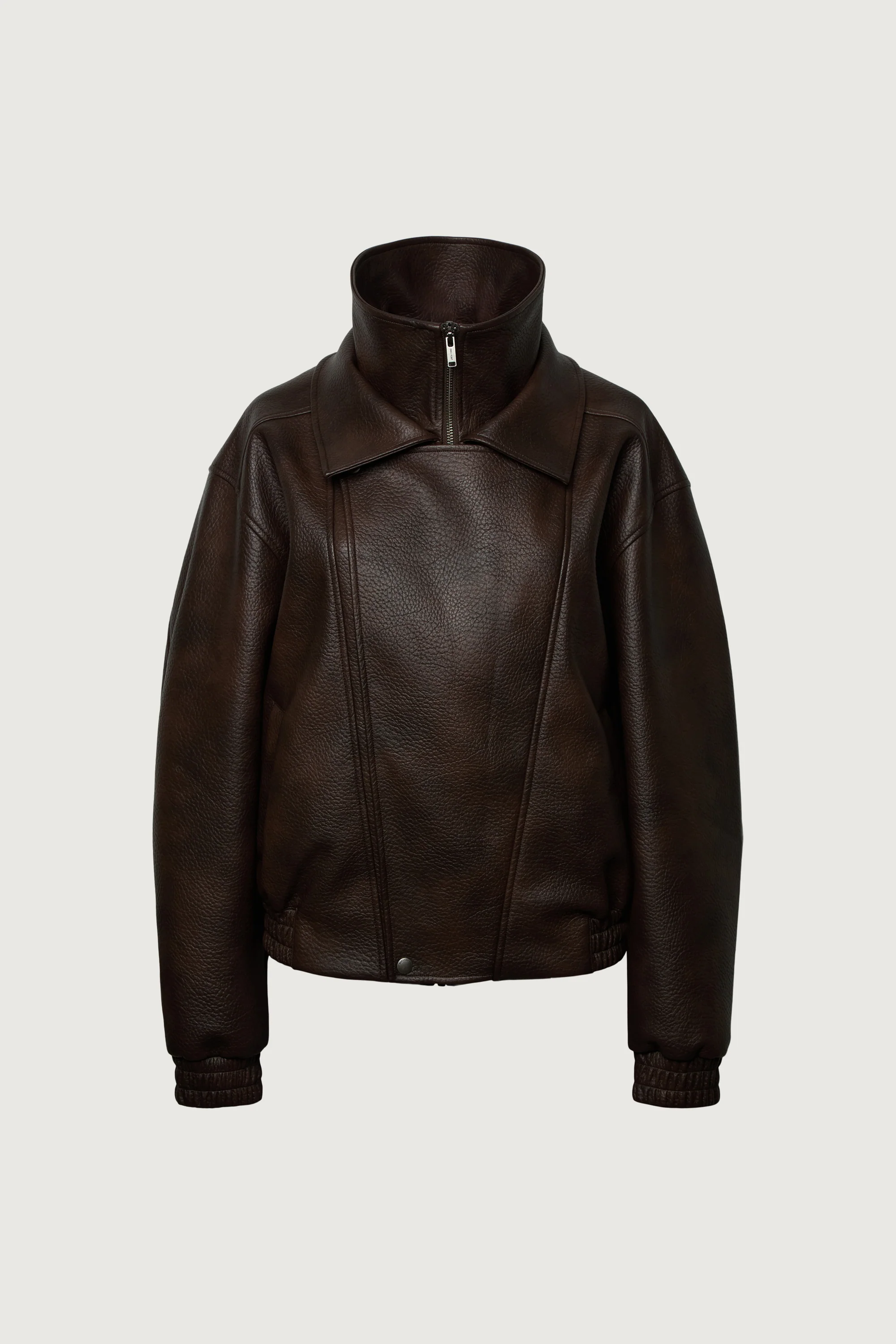 VEGAN LEATHER DOUBLE COLLAR BIKER JACKET - Image 8