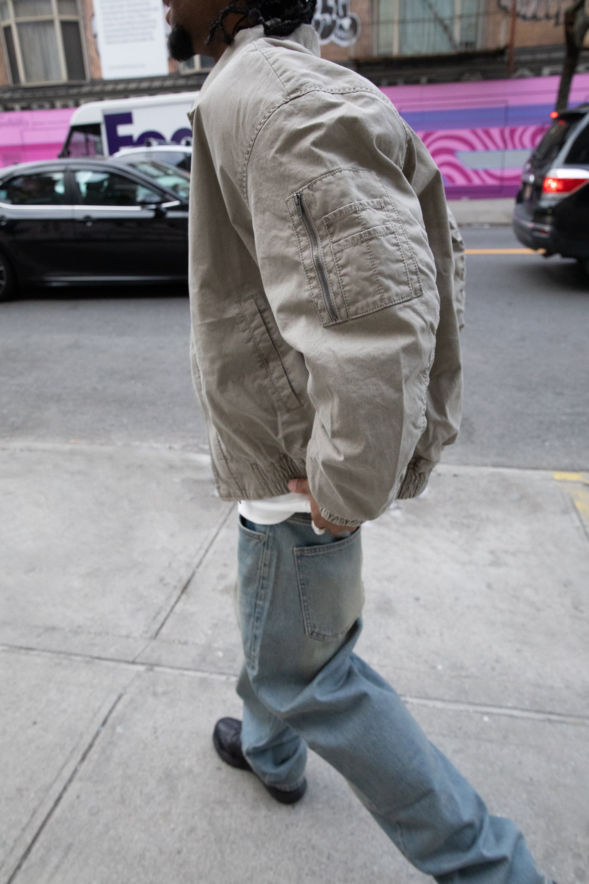 WASHED EFFECT COTTON UTILITY BOMBER JACKET - Image 12
