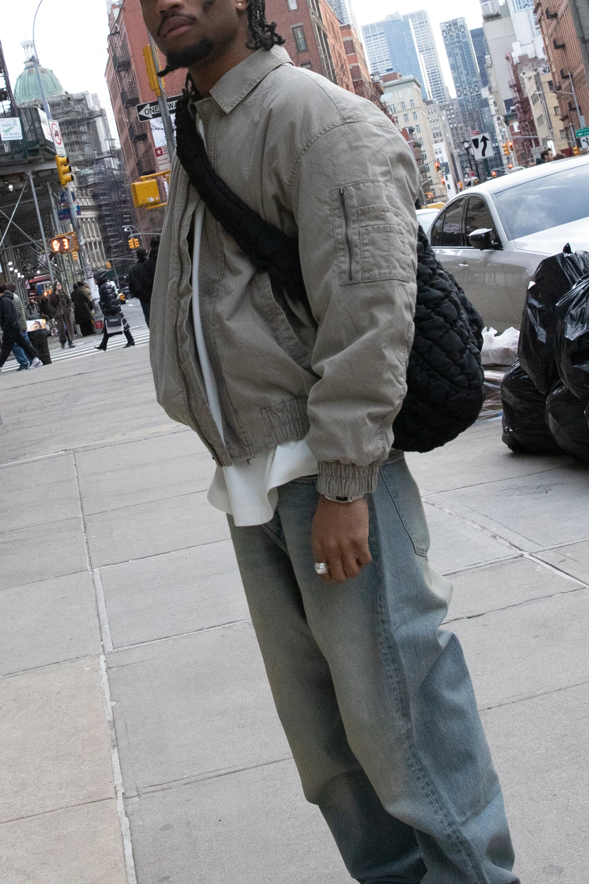 WASHED EFFECT COTTON UTILITY BOMBER JACKET - Image 9