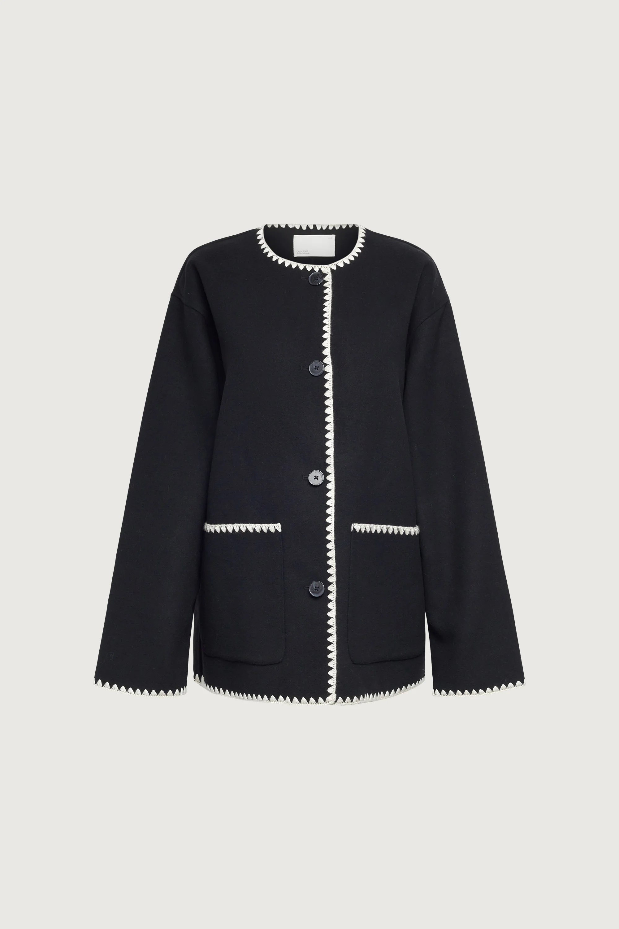 WOOL-BLEND CONTRAST STITCH SCARF JACKE - Image 11