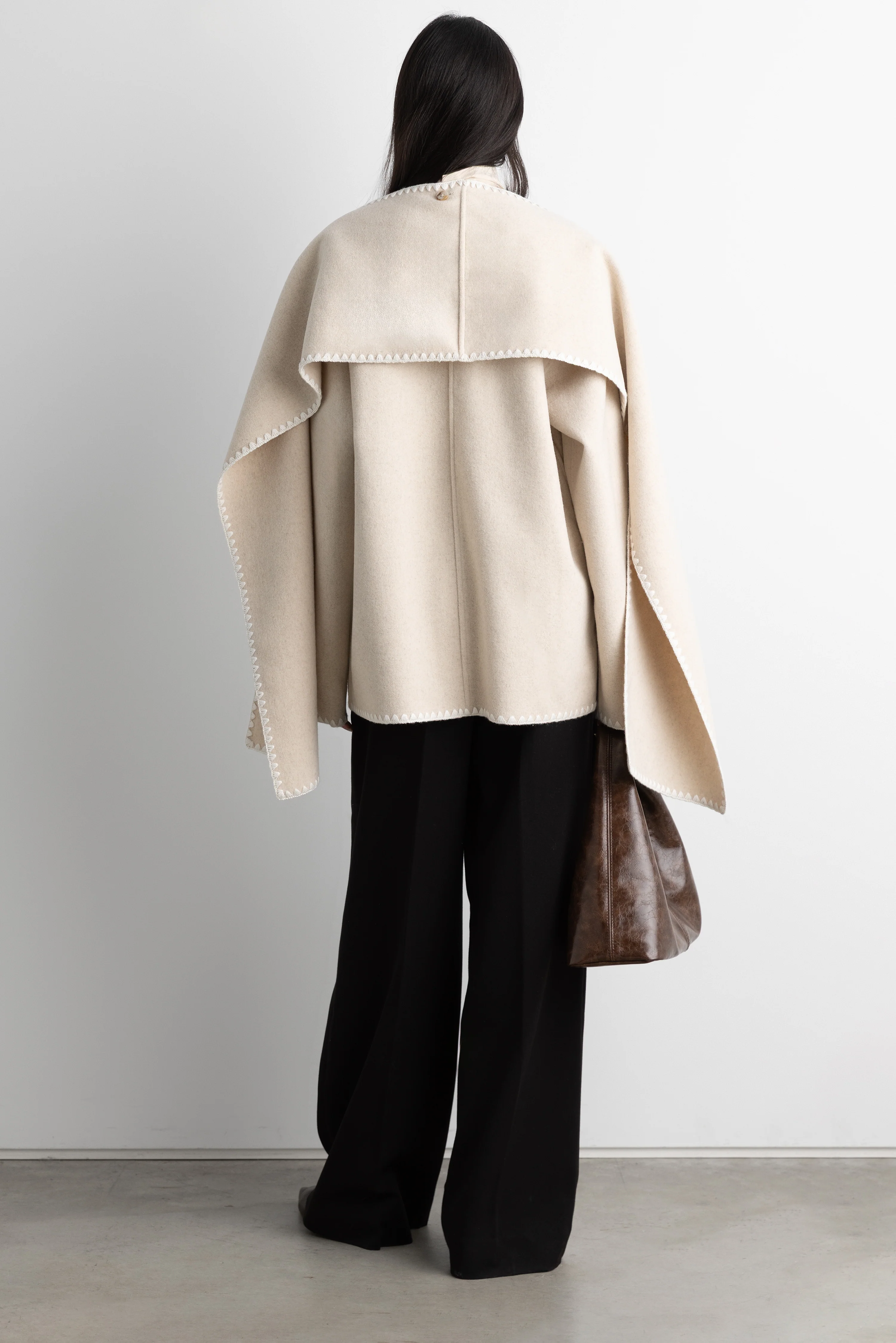 WOOL-BLEND CONTRAST STITCH SCARF JACKE - Image 17