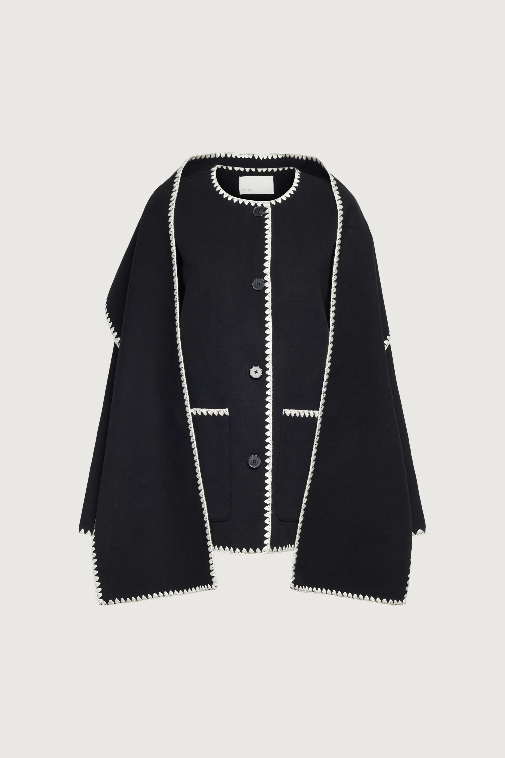 WOOL-BLEND CONTRAST STITCH SCARF JACKE - Image 7